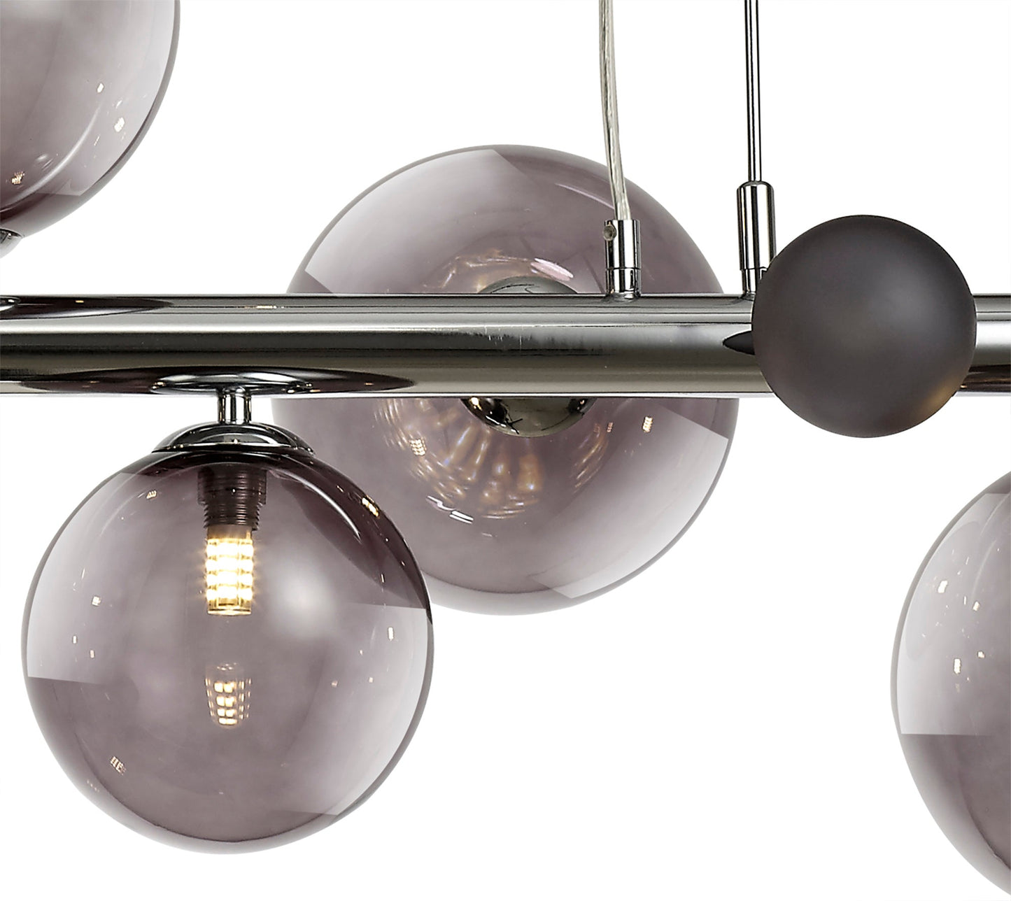 Stubbs Linear Pendant , 7 x G9, Polished Chrome, Smoked Glass