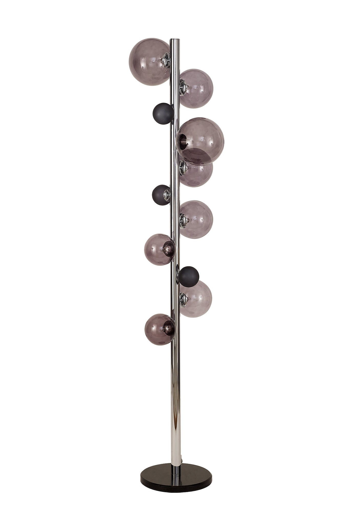 Stubbs Floor Lamp, 8 x G9, Polished Chrome and Smoked Glass
