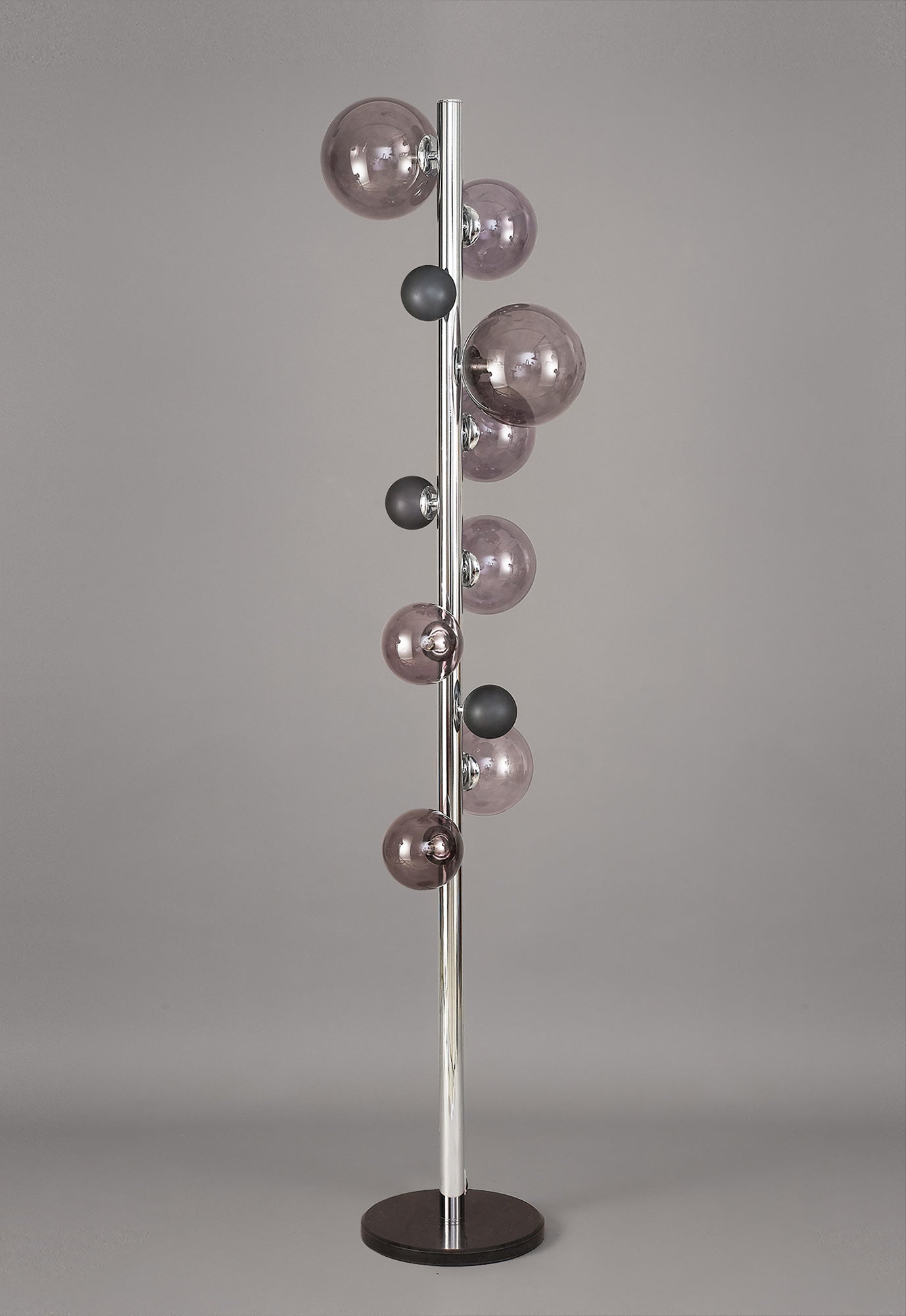 Stubbs Floor Lamp, 8 x G9, Polished Chrome and Smoked Glass