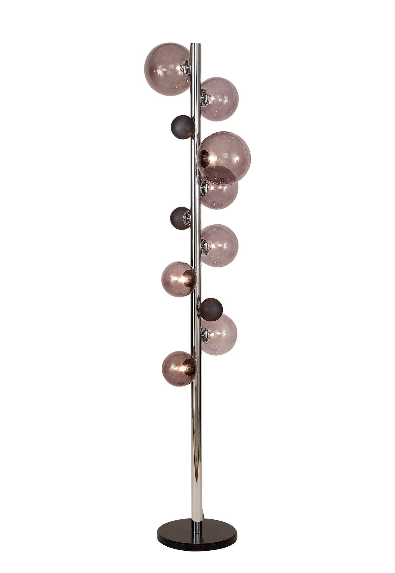 Stubbs Floor Lamp, 8 x G9, Polished Chrome and Smoked Glass