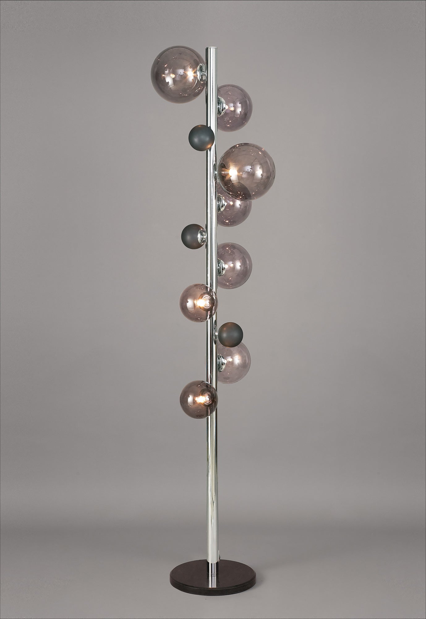 Stubbs Floor Lamp, 8 x G9, Polished Chrome and Smoked Glass