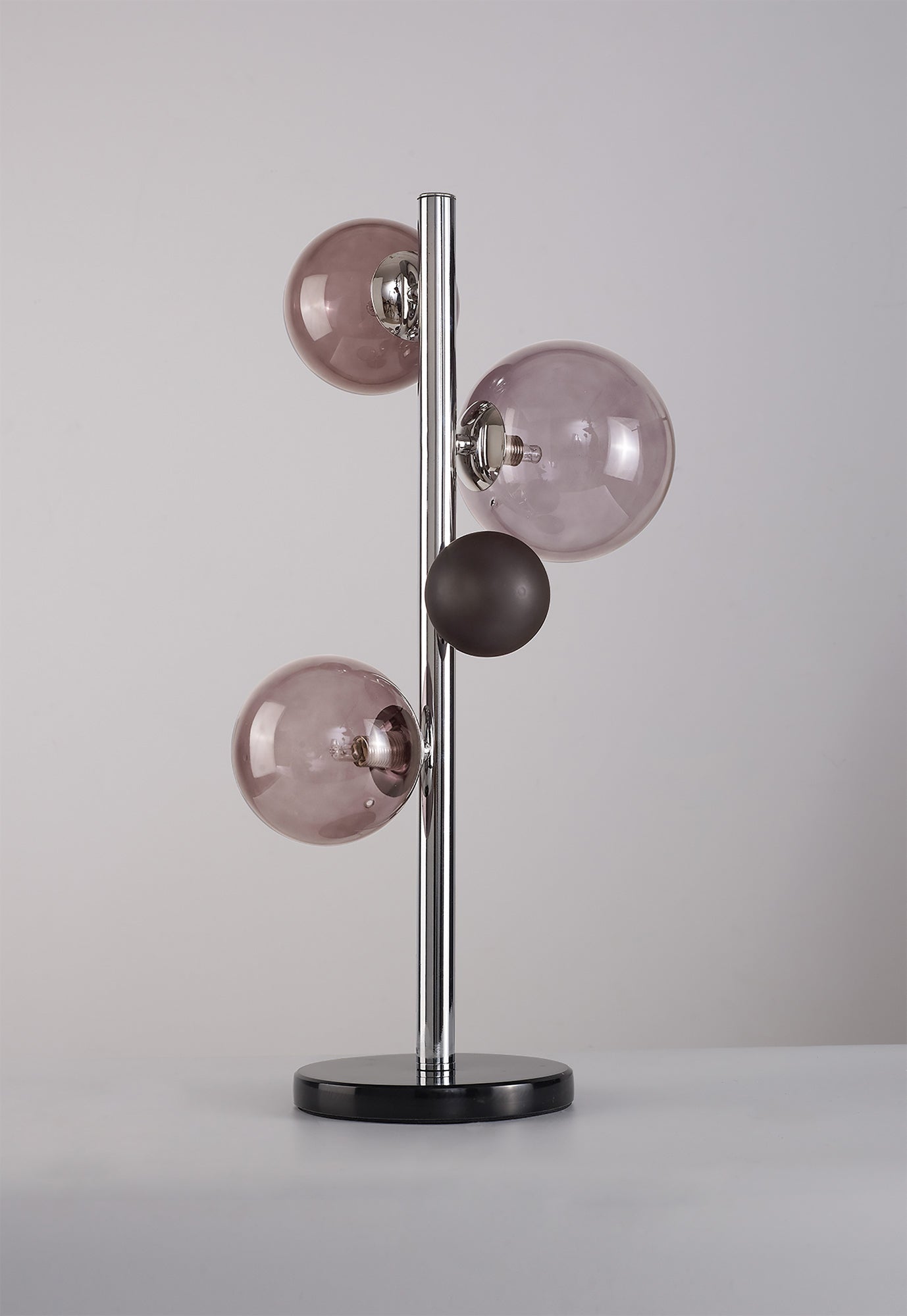 Stubbs Table Lamp, 3 x G9, Polished Chrome and Smoked Glass