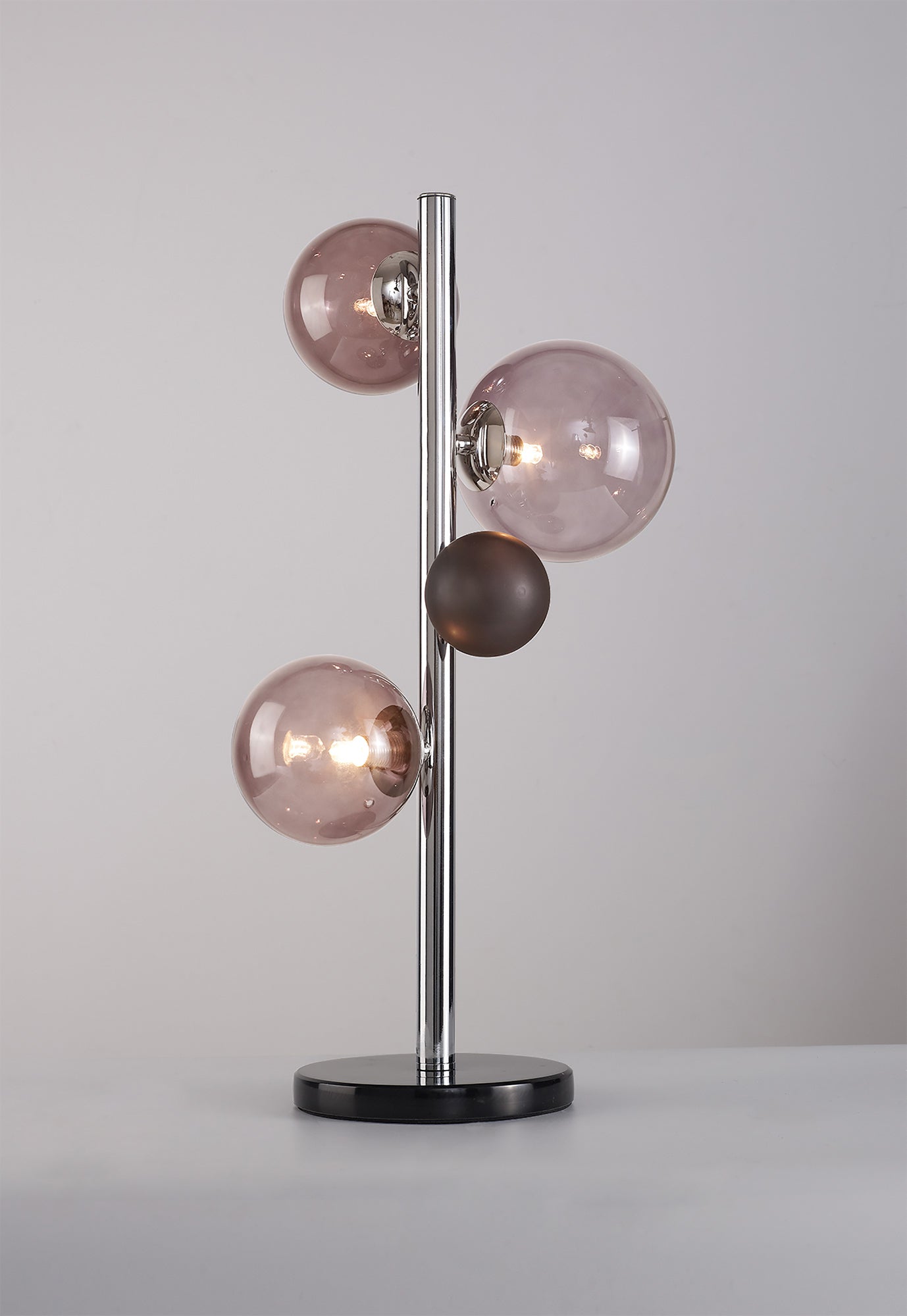 Stubbs Table Lamp, 3 x G9, Polished Chrome and Smoked Glass