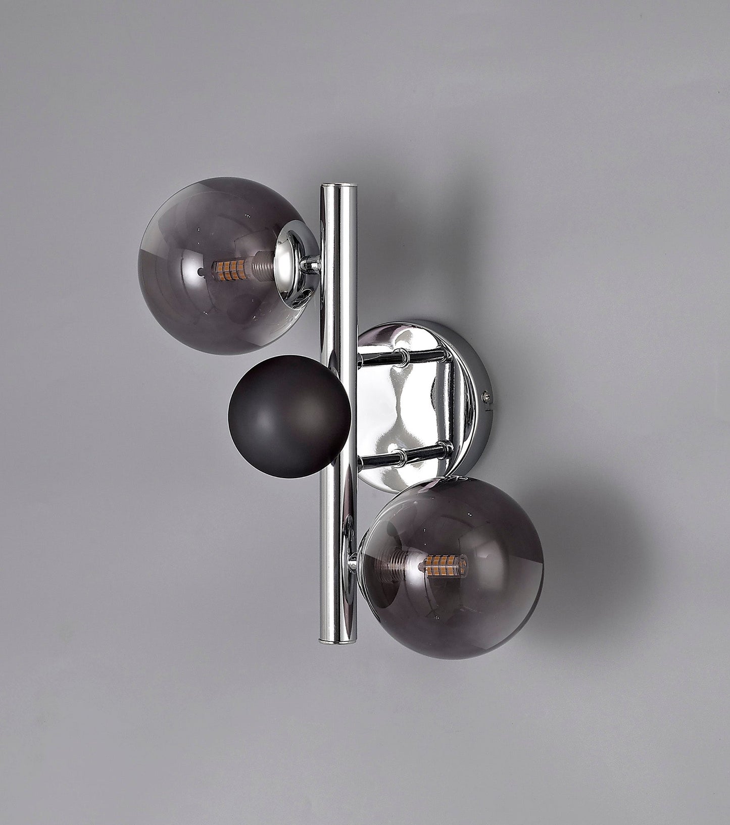 Stubbs Wall Lamp, 2 x G9, Polished Chrome and Smoked Glass