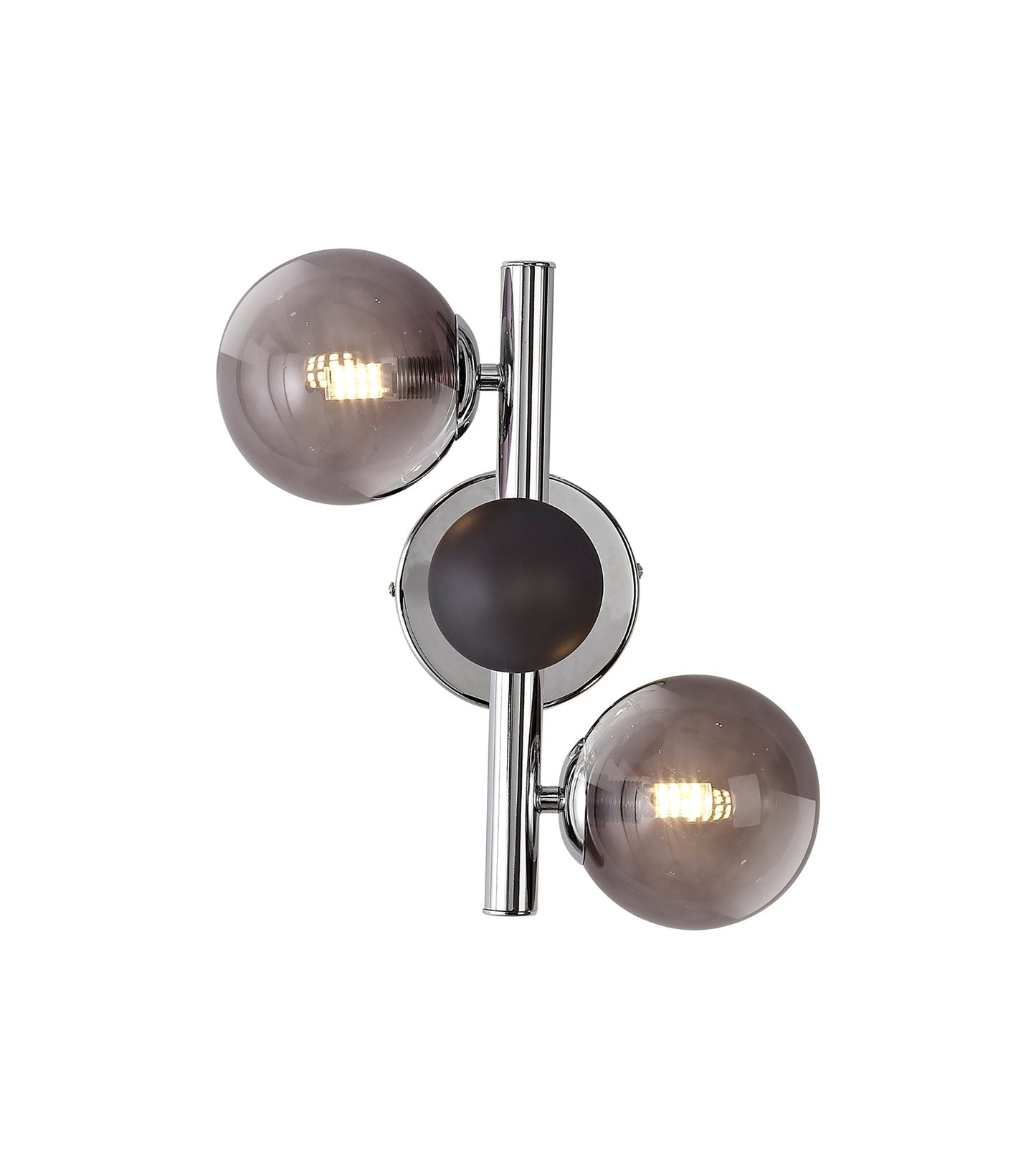 Stubbs Wall Lamp, 2 x G9, Polished Chrome and Smoked Glass