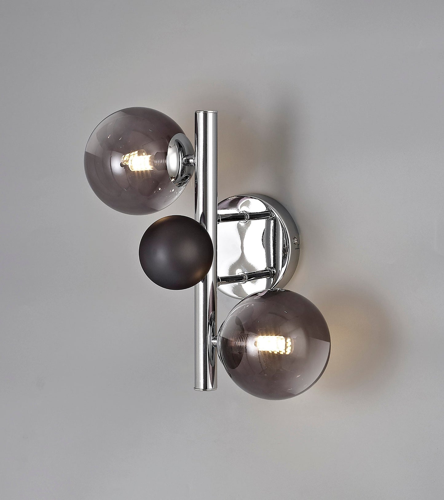 Stubbs Wall Lamp, 2 x G9, Polished Chrome and Smoked Glass