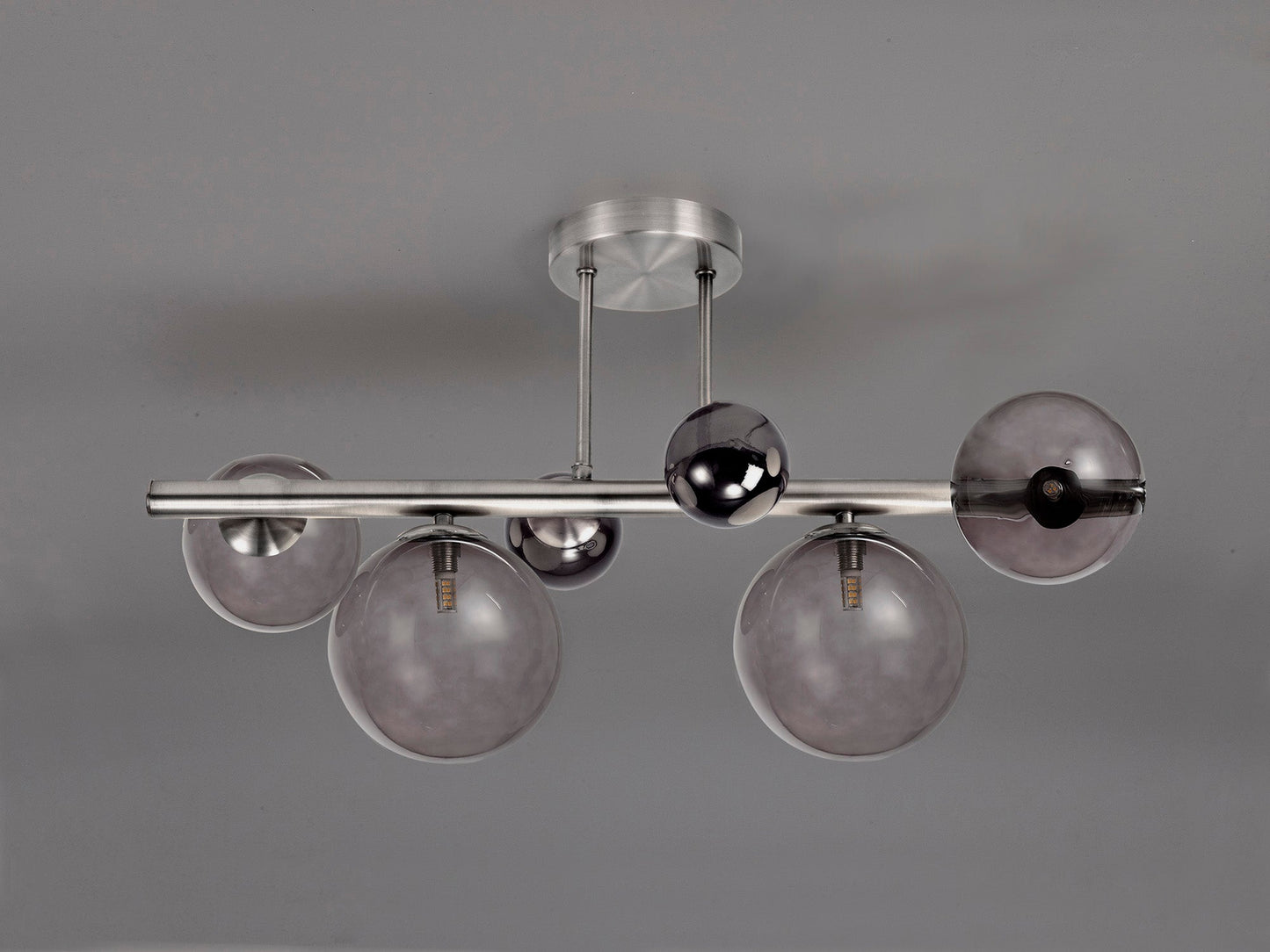 Stubbs Semi-Flush Ceiling Light, 4 x G9, Polished Chrome, Smoked Glass