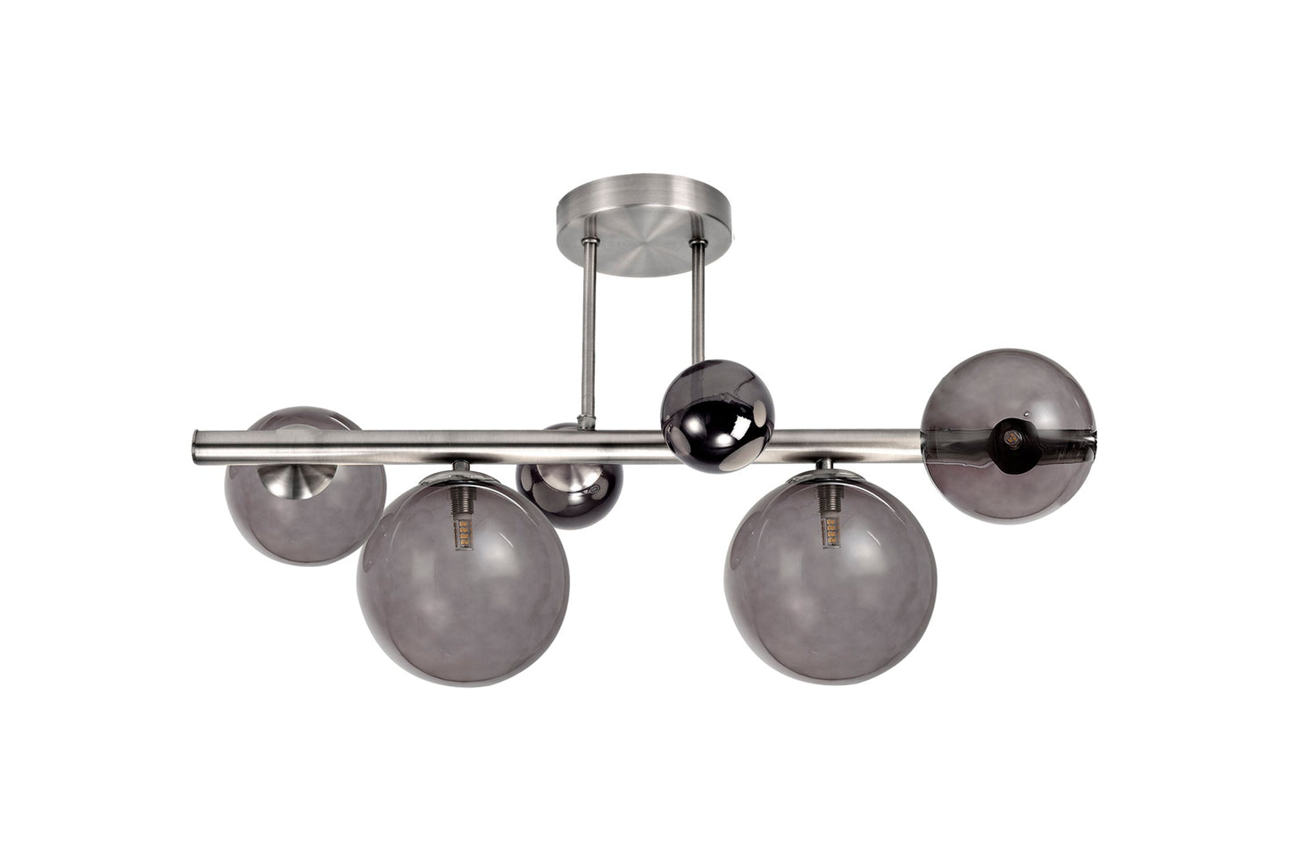 Stubbs Semi-Flush Ceiling Light, 4 x G9, Polished Chrome, Smoked Glass