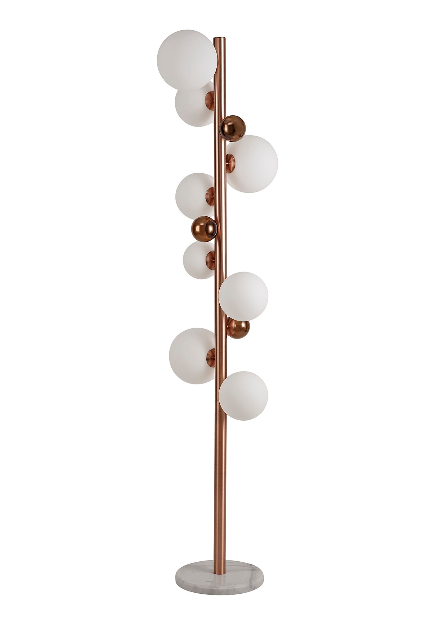 Stubbs Floor Lamp, 8 x G9, Antique Copper and Opal & Copper Glass