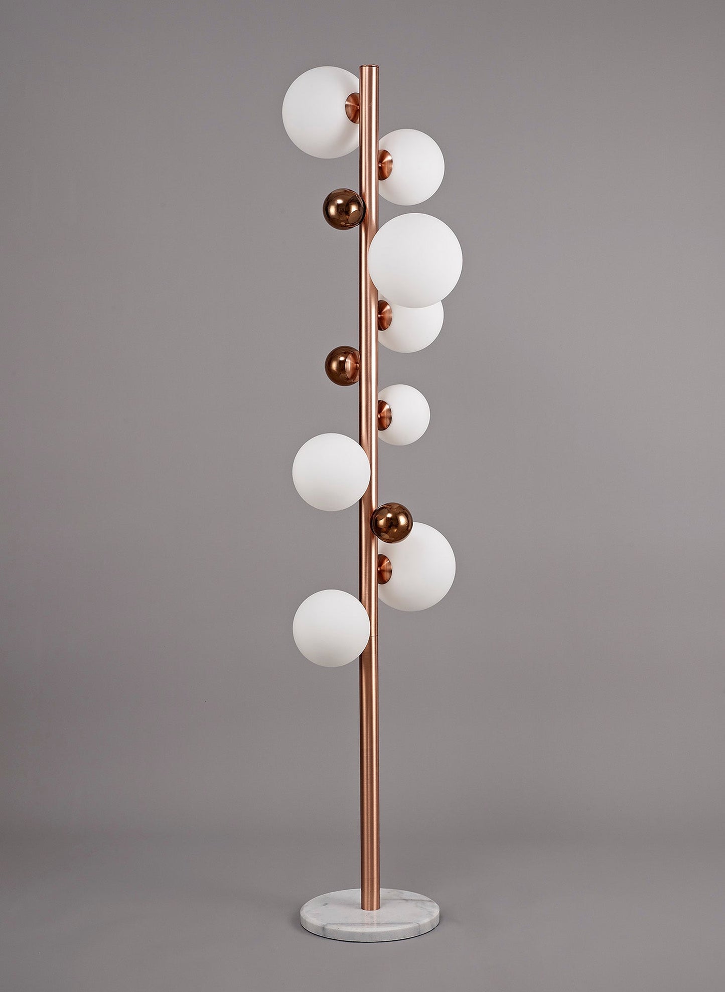 Stubbs Floor Lamp, 8 x G9, Antique Copper and Opal & Copper Glass
