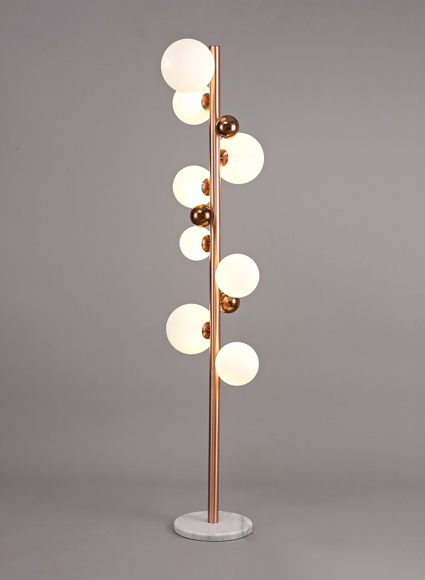 Stubbs Floor Lamp, 8 x G9, Antique Copper and Opal & Copper Glass