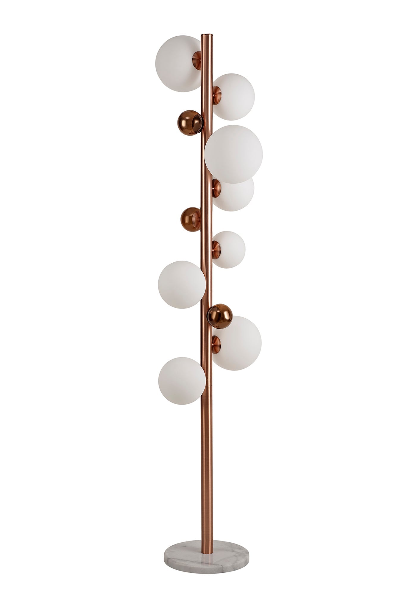 Stubbs Floor Lamp, 8 x G9, Antique Copper and Opal & Copper Glass
