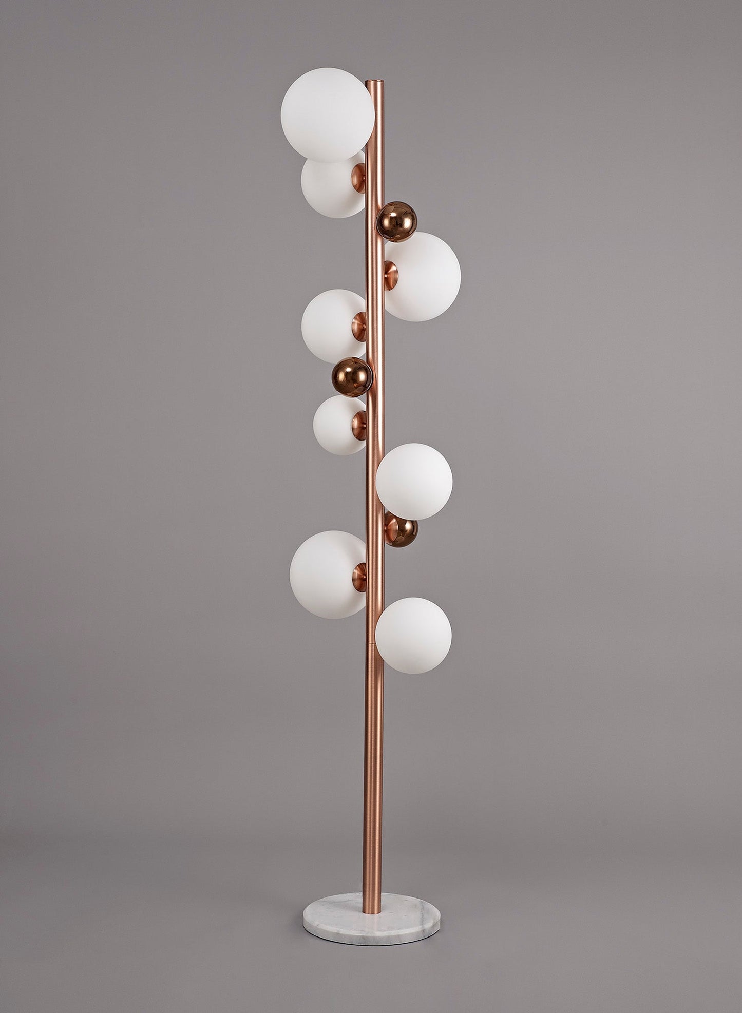 Stubbs Floor Lamp, 8 x G9, Antique Copper and Opal & Copper Glass