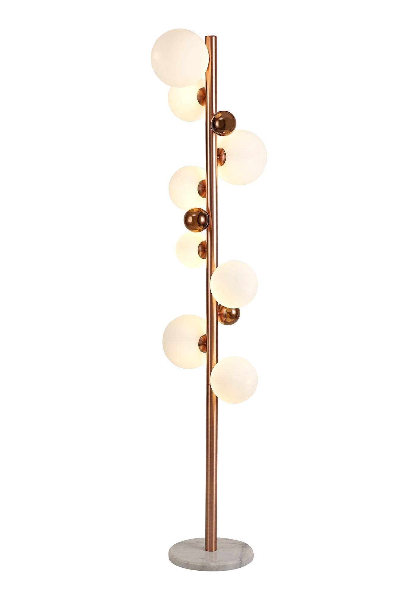Stubbs Floor Lamp, 8 x G9, Antique Copper and Opal & Copper Glass