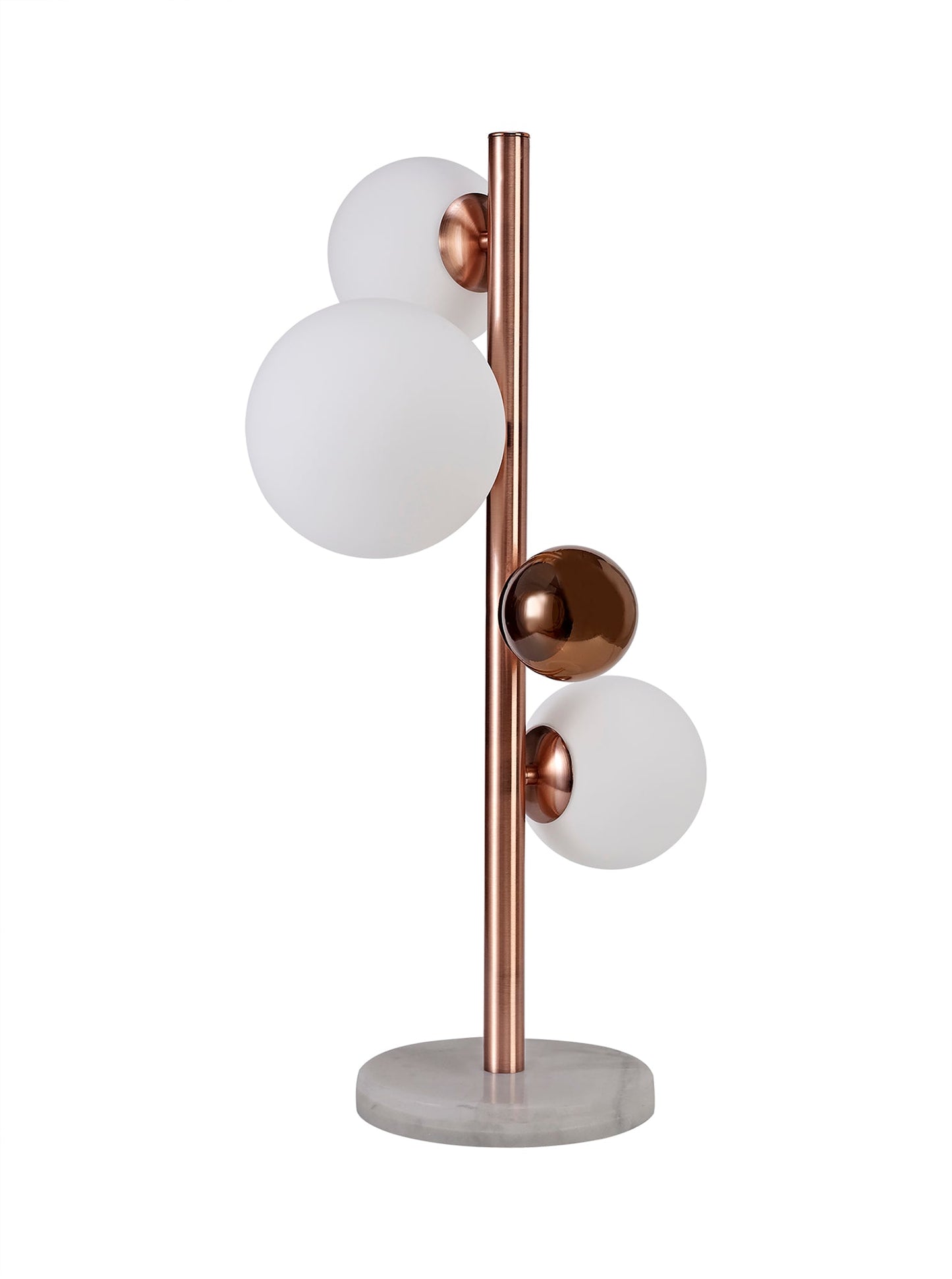 Stubbs Table Lamp, 3 x G9, Antique Copper and Opal & Copper Glass