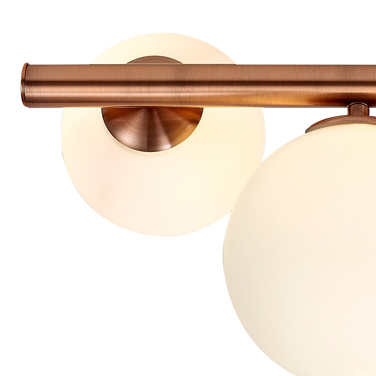 Stubbs Semi Flush Ceiling Light, 4 x G9, Antique Copper, Opal & Copper Glass