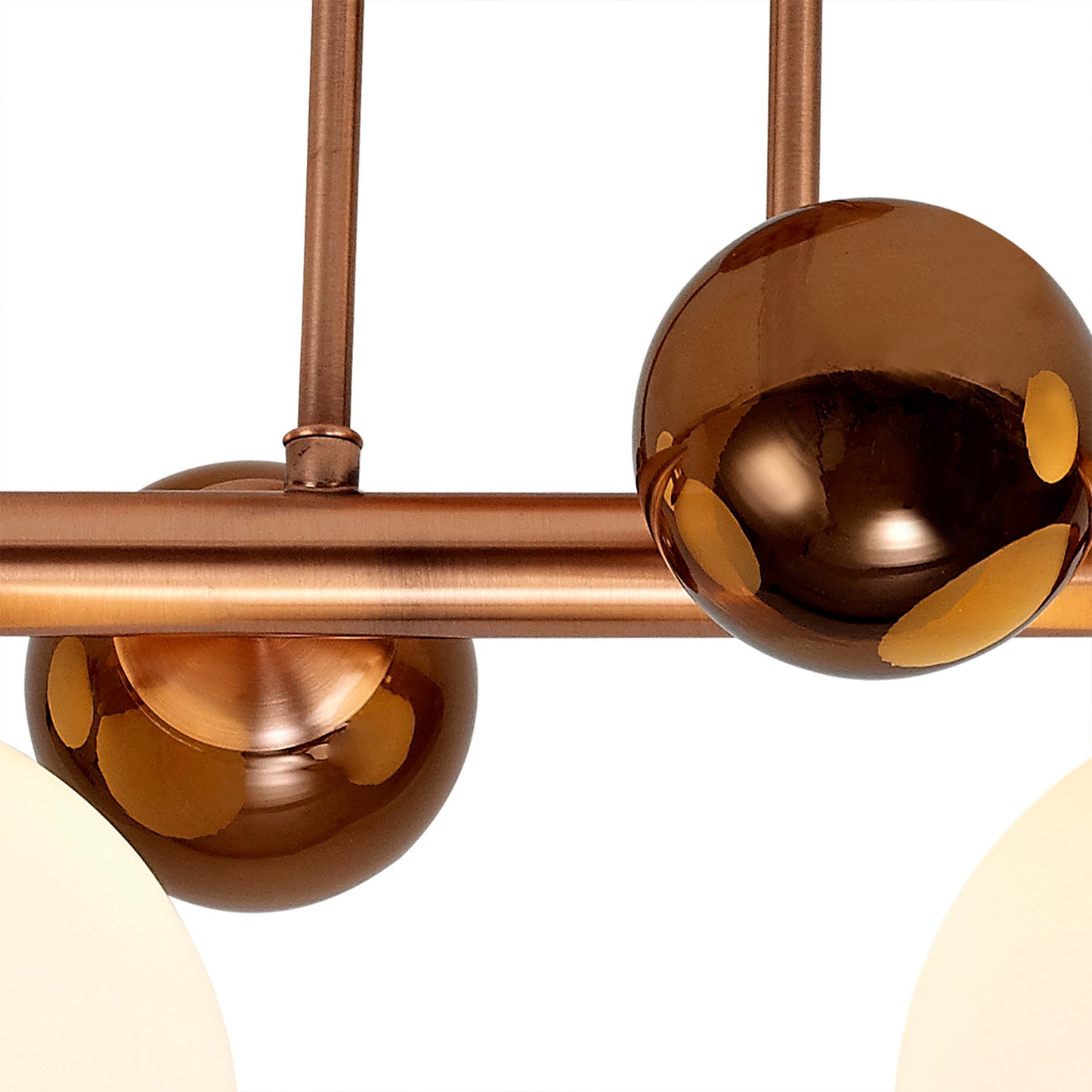 Stubbs Semi Flush Ceiling Light, 4 x G9, Antique Copper, Opal & Copper Glass