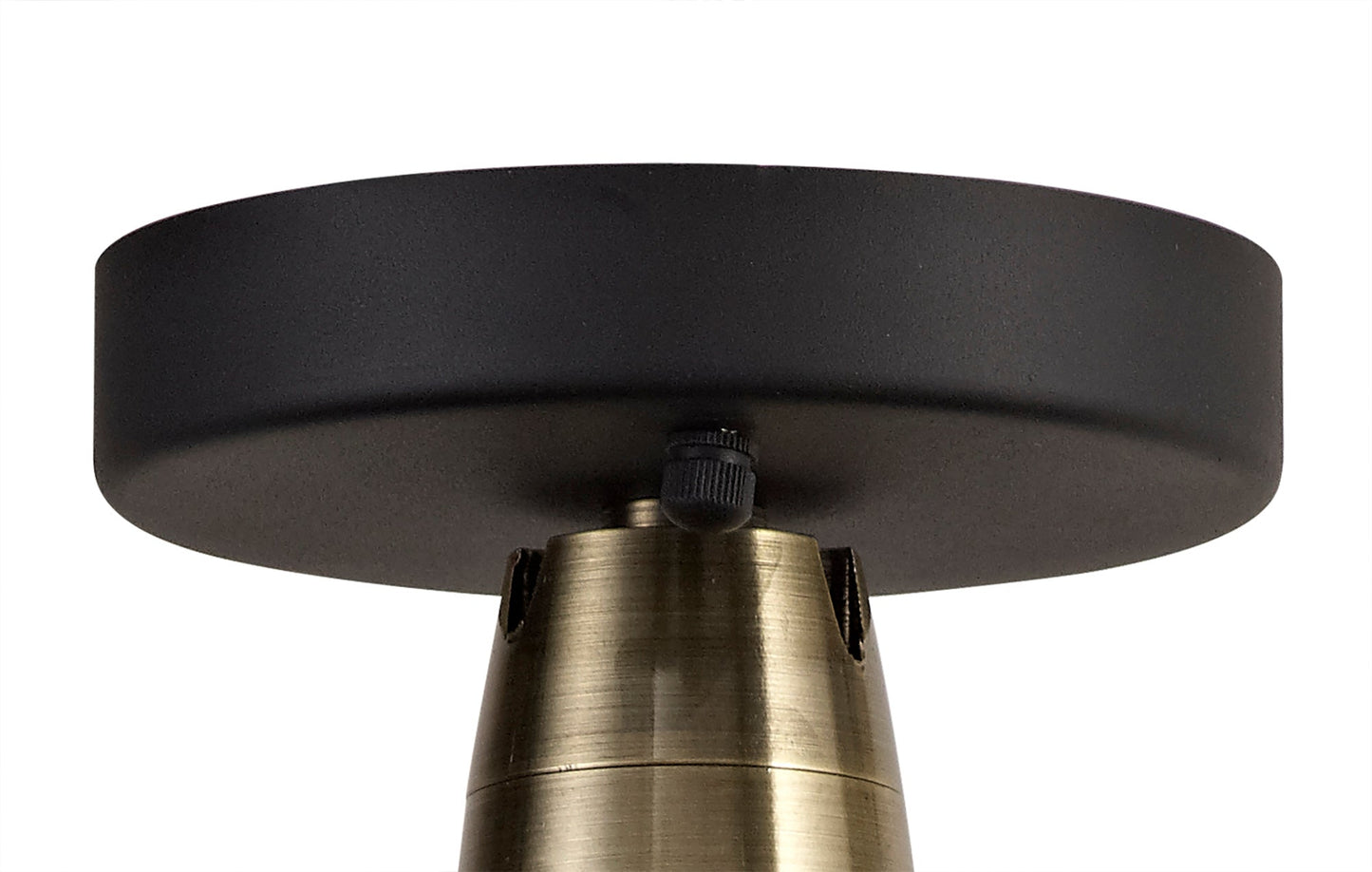 Sutton Semi-Flush Ceiling, 1 Light E27, IP65, Matt Black and Antique Brass, 2yrs Warranty