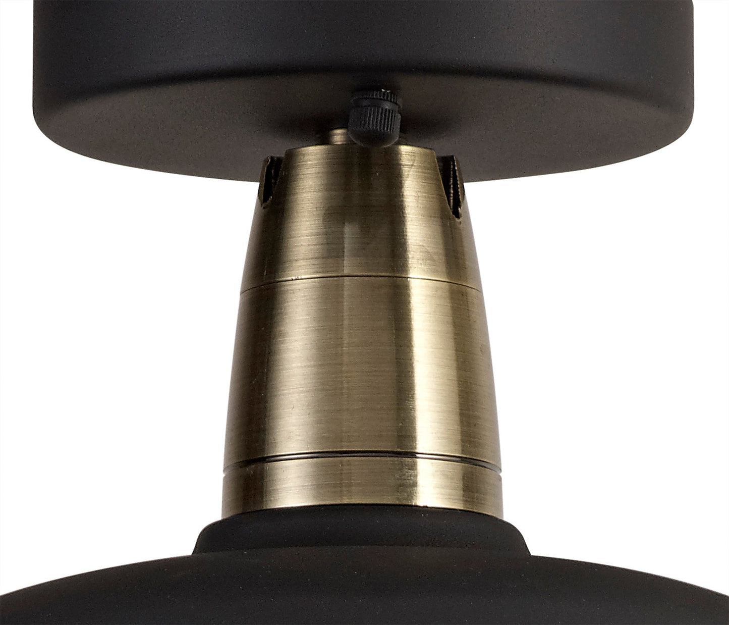 Sutton Semi-Flush Ceiling, 1 Light E27, IP65, Matt Black and Antique Brass, 2yrs Warranty
