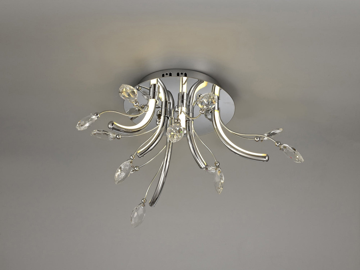Tabley Small Celing, 6 x 2W LED, 3000K, 580lm, Polished Chrome, 3yrs Warranty