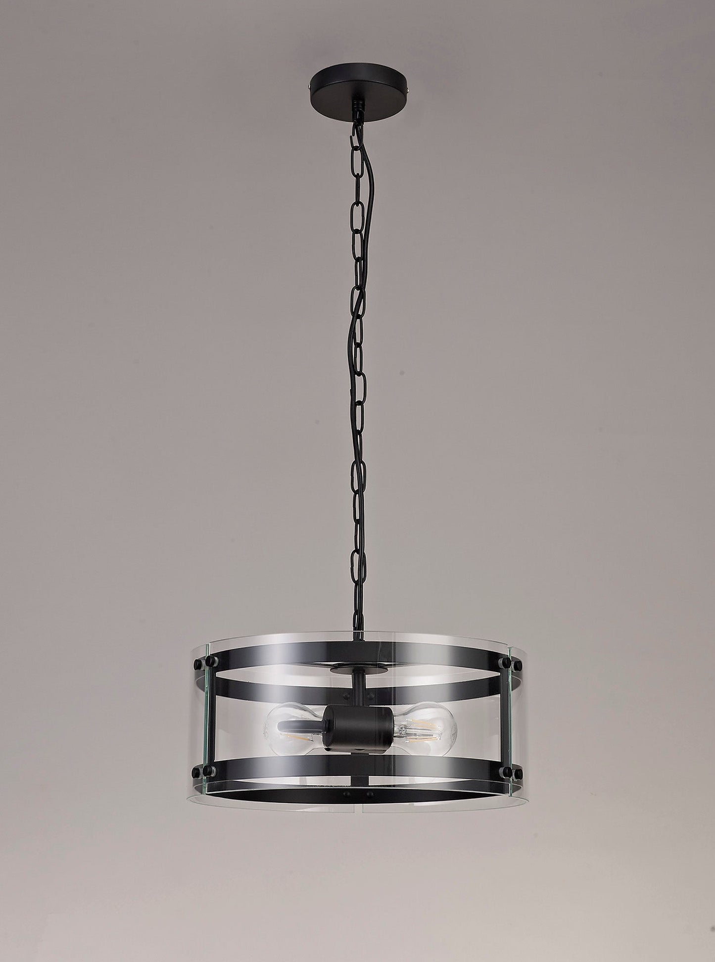 Tarporley Pendant, 2 Light E27, Matt Black 2