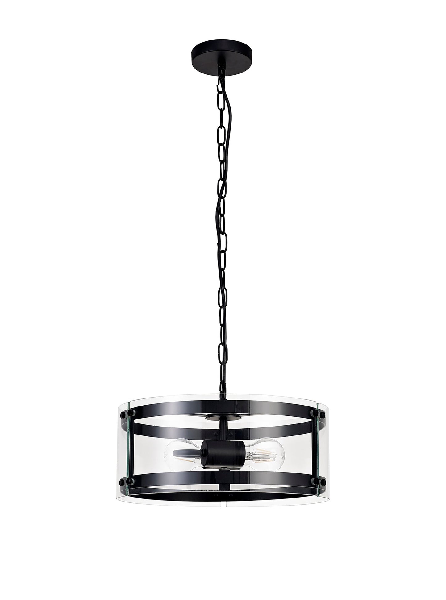 Tarporley Pendant, 2 Light E27, Matt Black 2