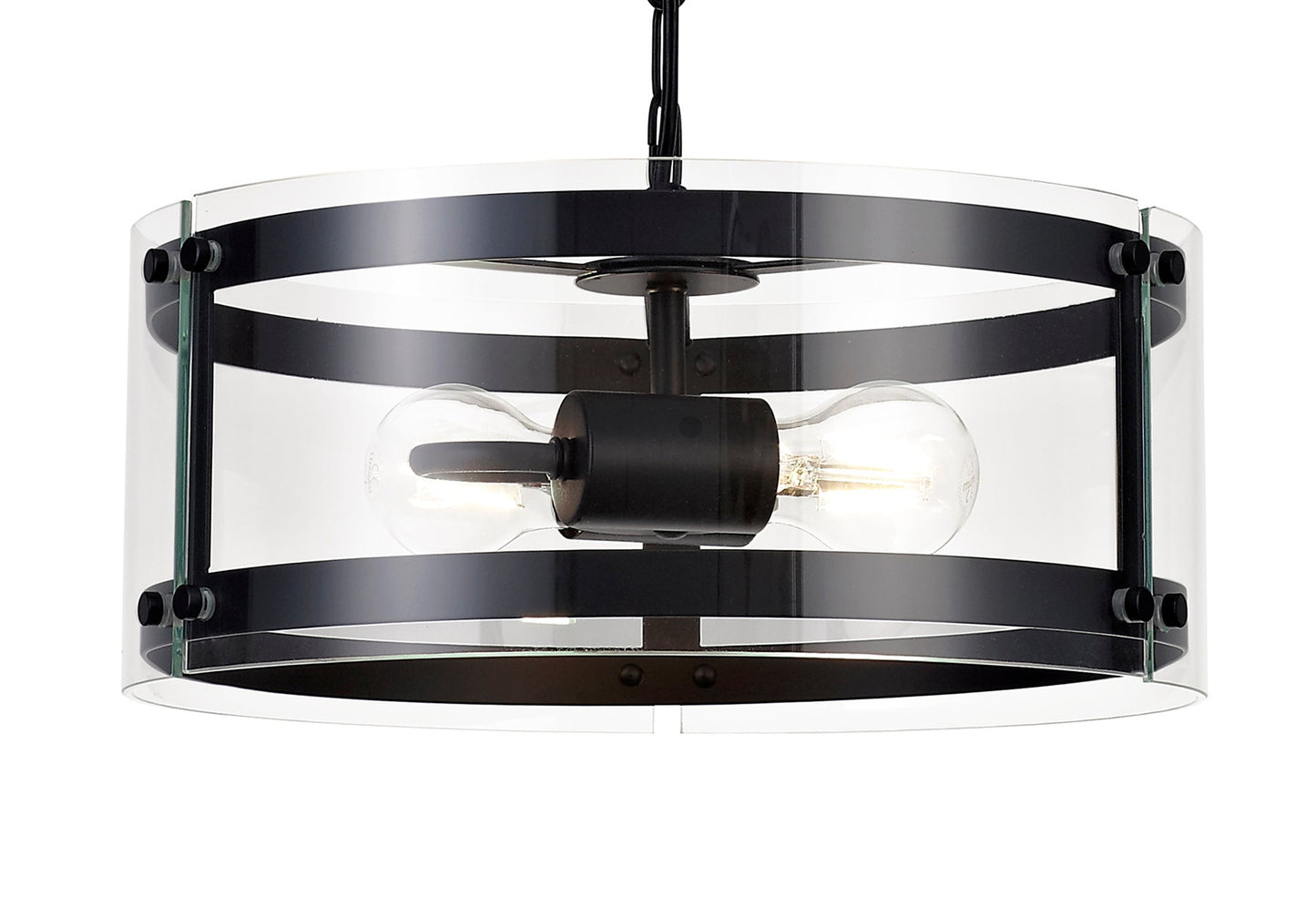 Tarporley Pendant, 2 Light E27, Matt Black 2