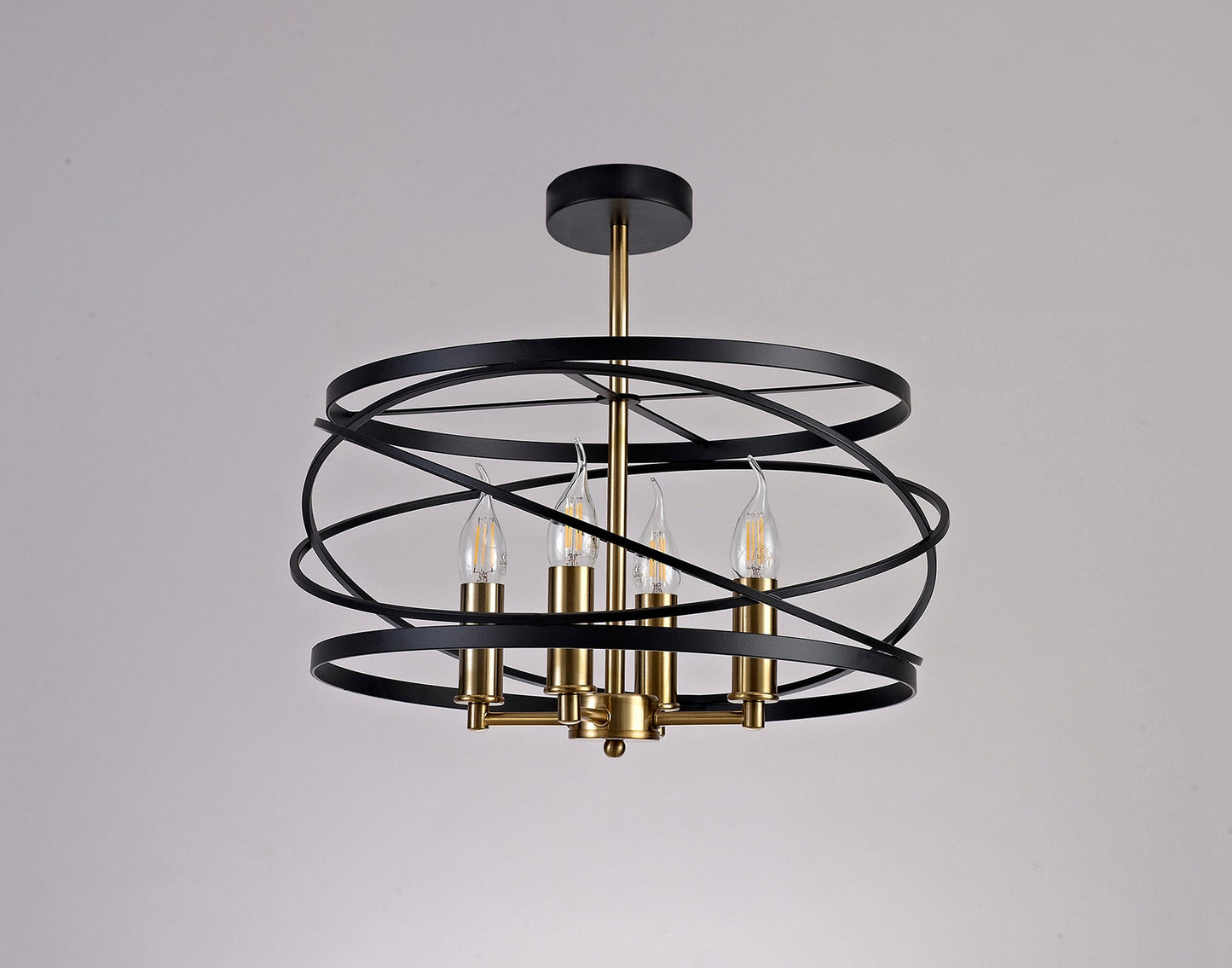 Tatton Pendant, 4 x E14, Black and Satin Gold 2