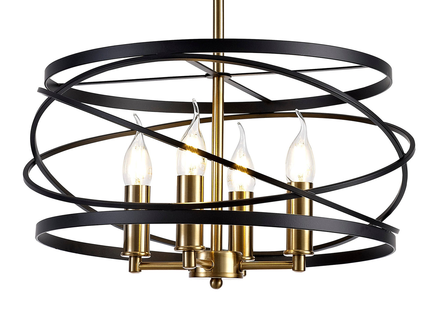 Tatton Pendant, 4 x E14, Black and Satin Gold 2
