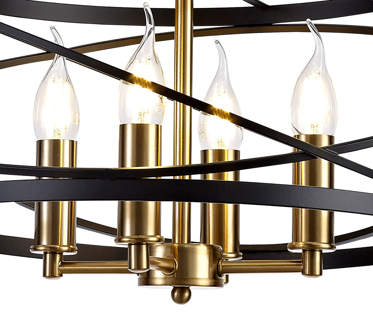 Tatton Pendant, 4 x E14, Black and Satin Gold 2