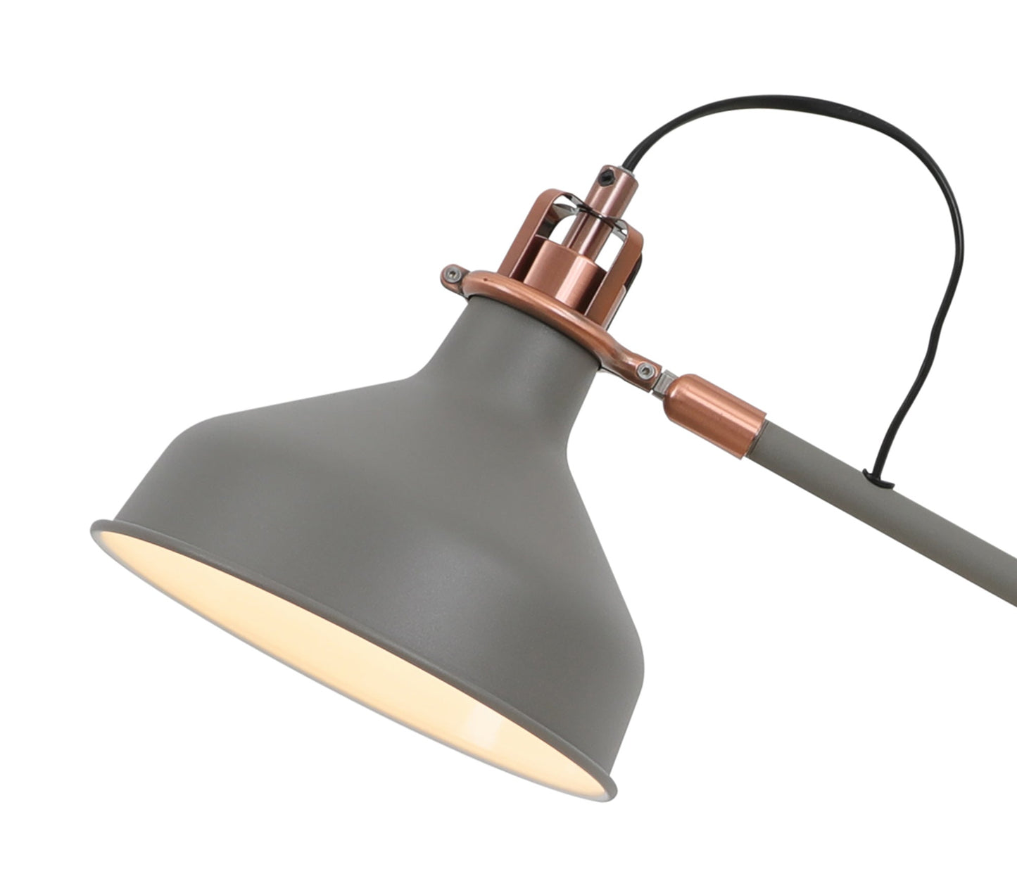 Toft Adjustable Table Lamp, 1 x E27, Sand Grey and Copper and White
