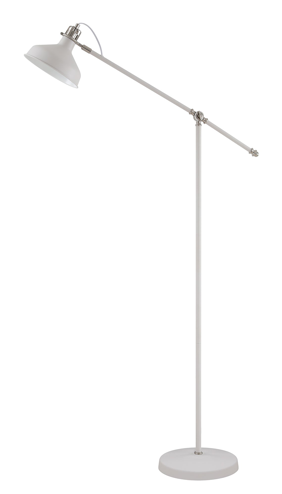 Toft Adjustable Floor Lamp, 1 x E27, Sand White and Satin Nickel and White