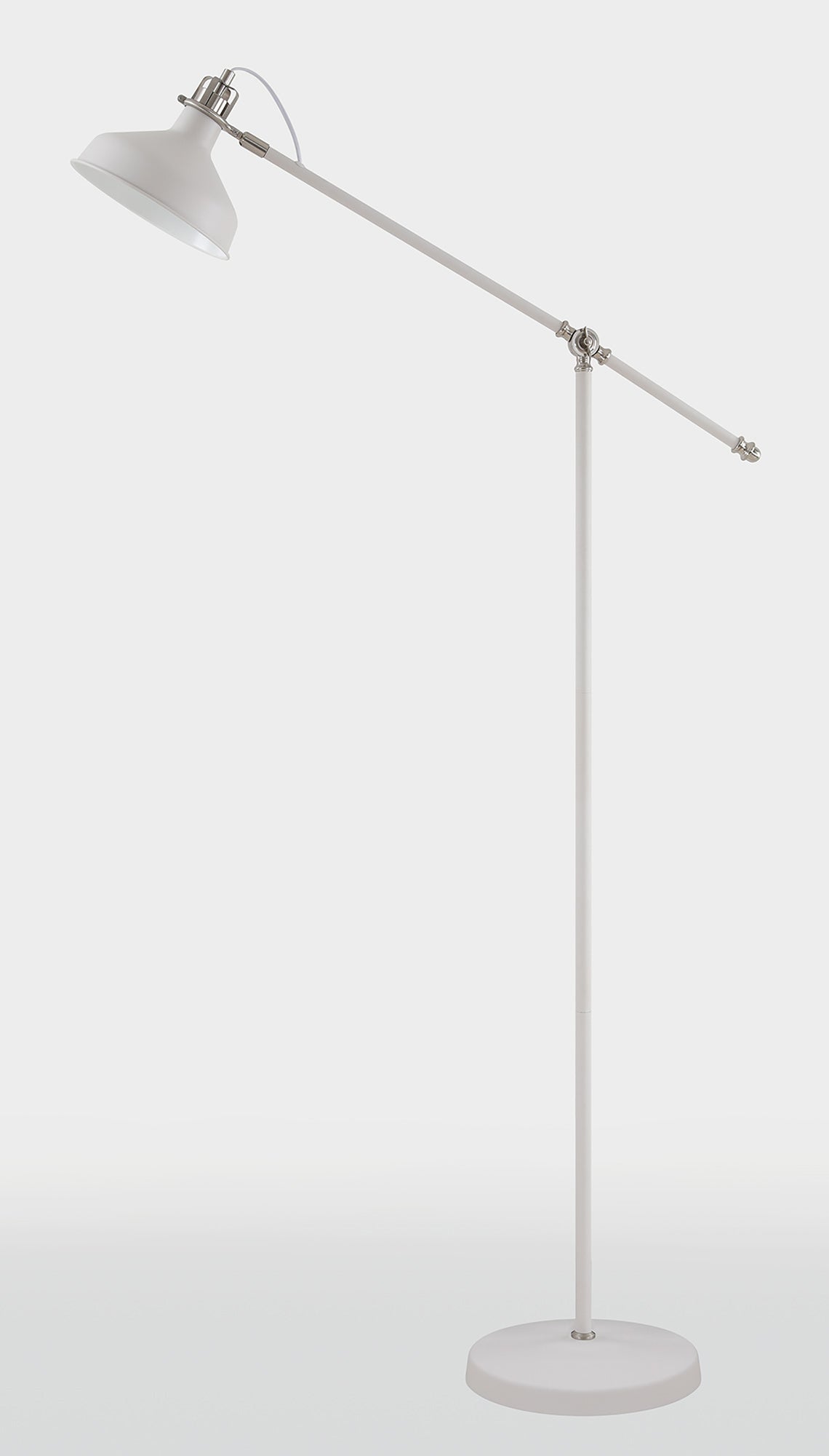 Toft Adjustable Floor Lamp, 1 x E27, Sand White and Satin Nickel and White