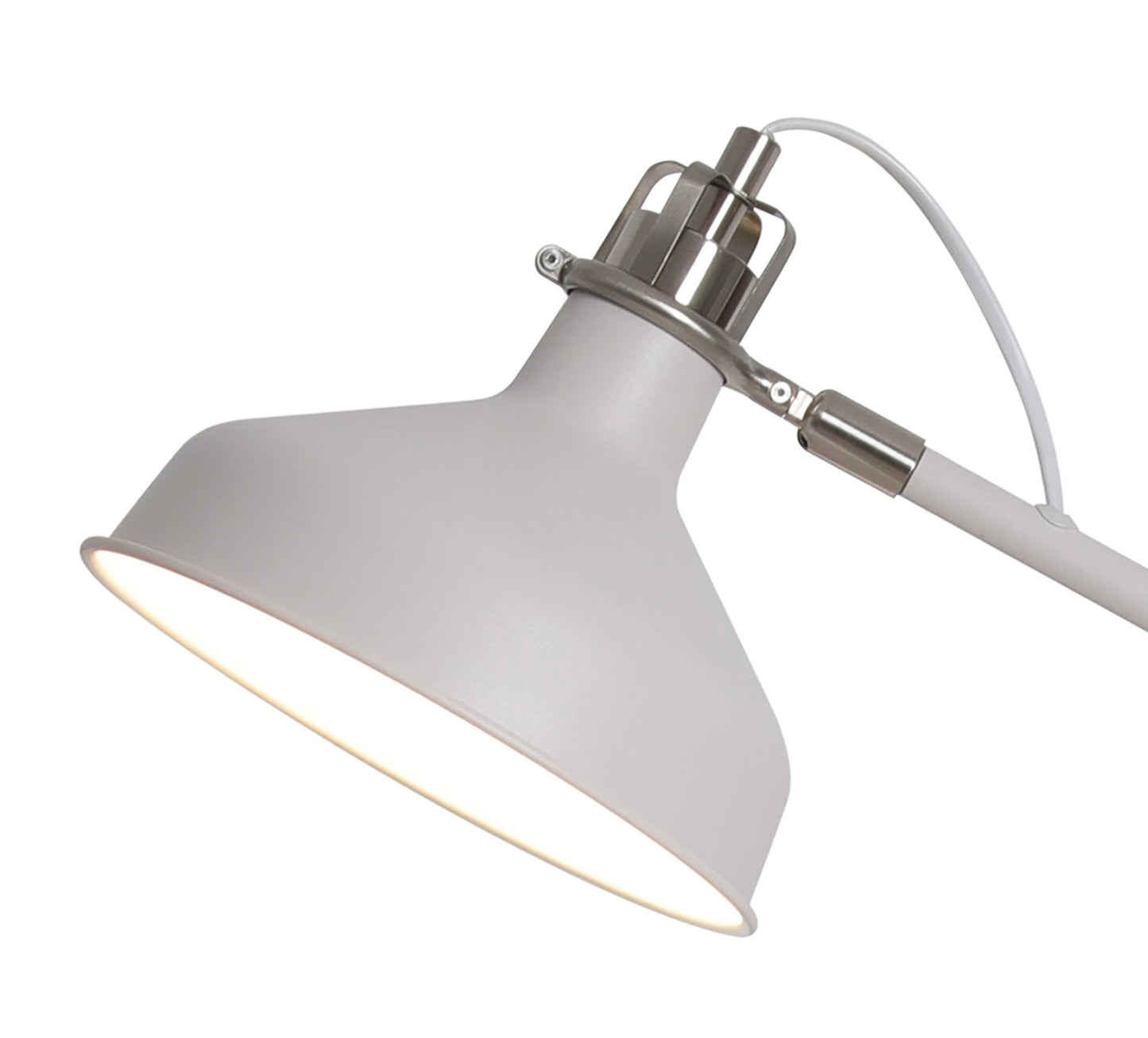 Toft Adjustable Floor Lamp, 1 x E27, Sand White and Satin Nickel and White