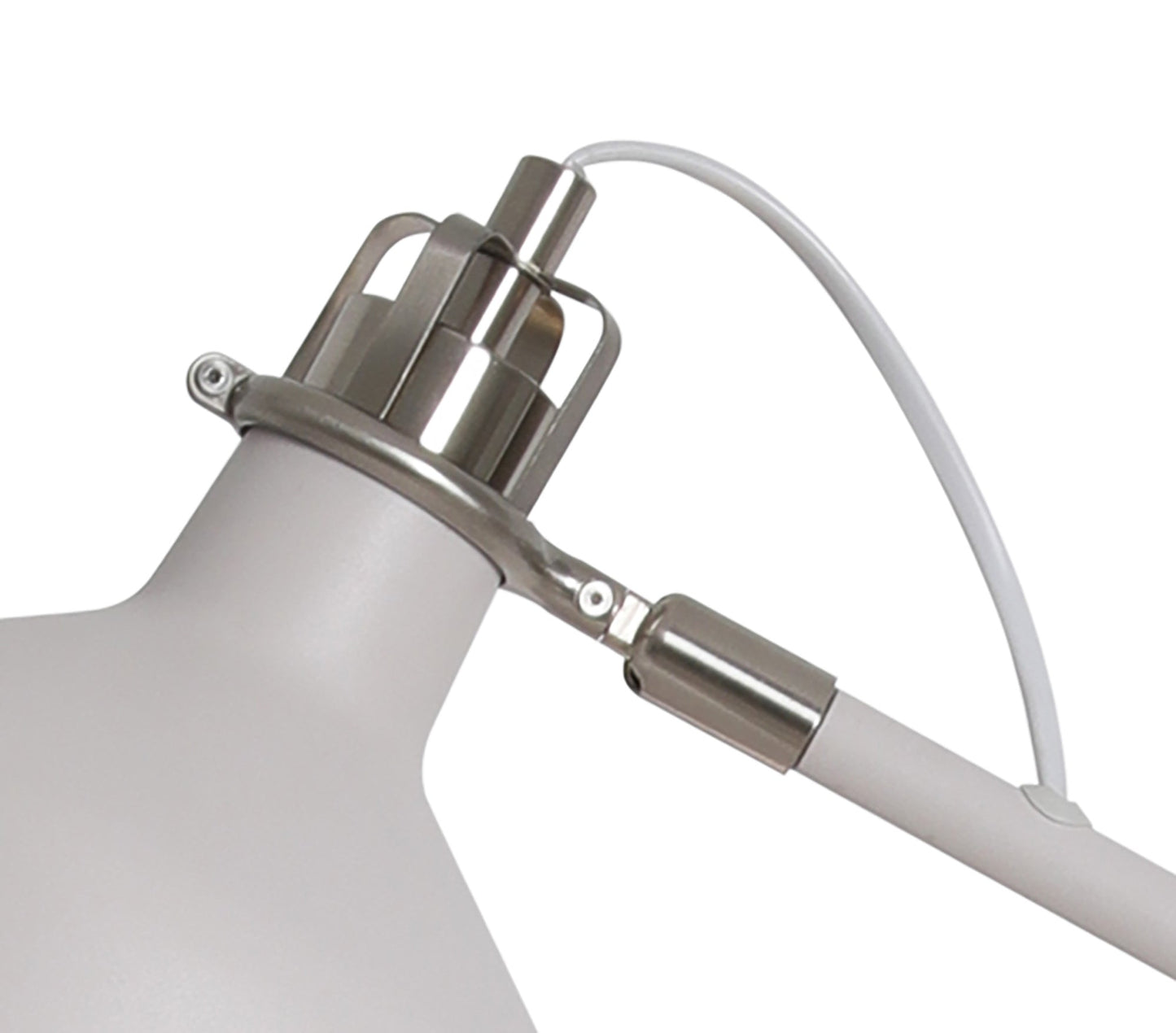 Toft Adjustable Floor Lamp, 1 x E27, Sand White and Satin Nickel and White