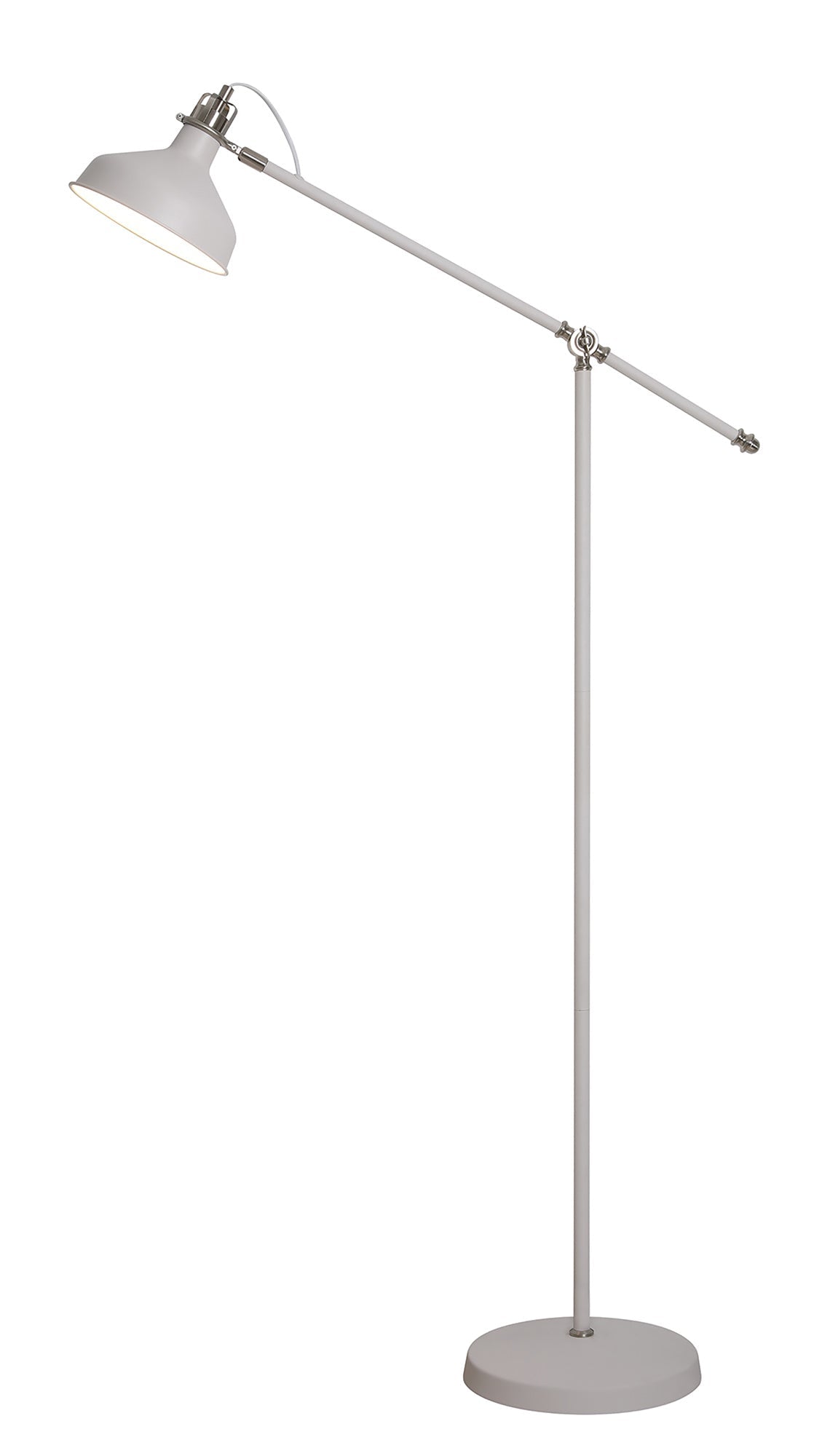 Toft Adjustable Floor Lamp, 1 x E27, Sand White and Satin Nickel and White