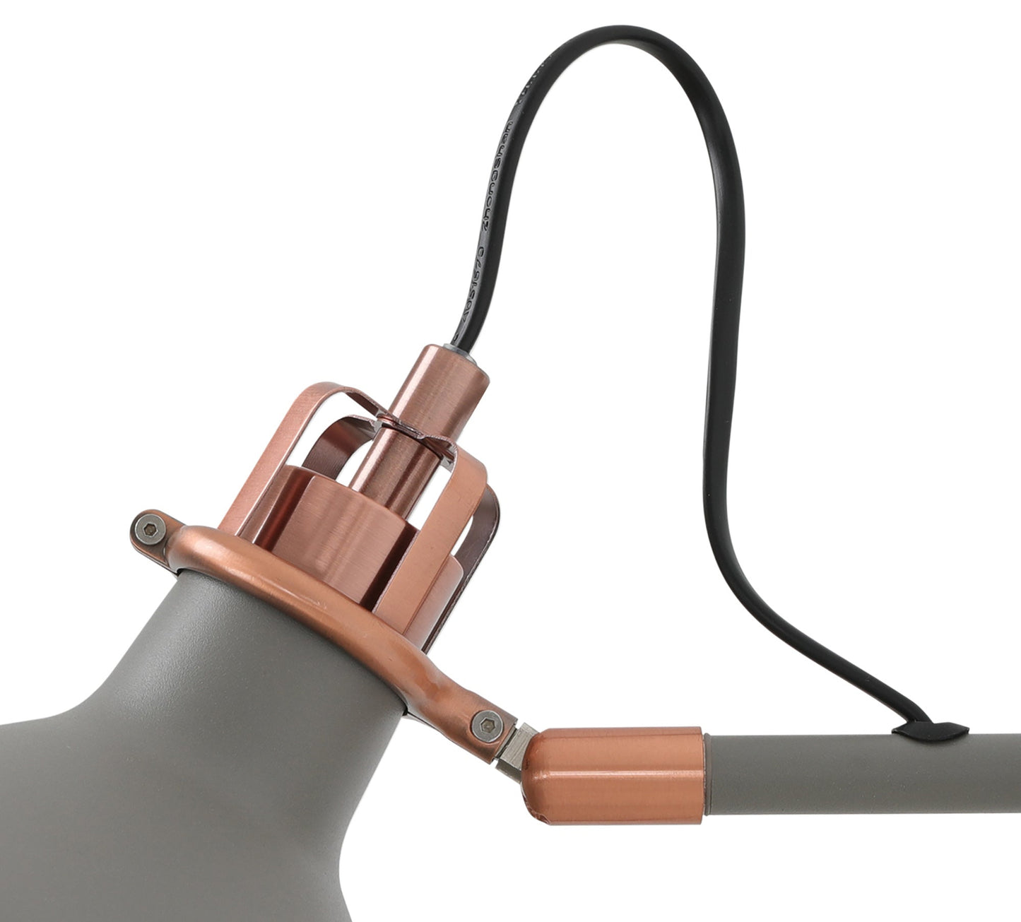 Toft Adjustable Wall Lamp Switched, 1 x E27, Sand Grey and Copper and White