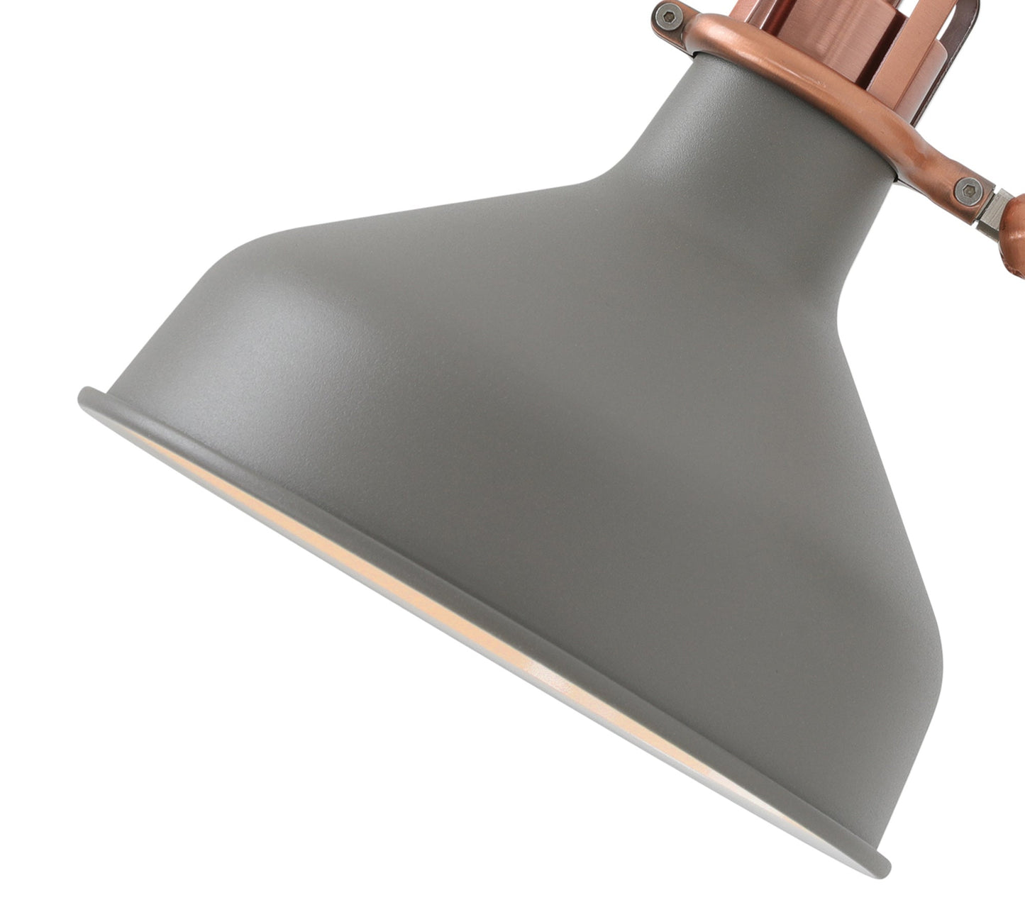 Toft Adjustable Wall Lamp Switched, 1 x E27, Sand Grey and Copper and White