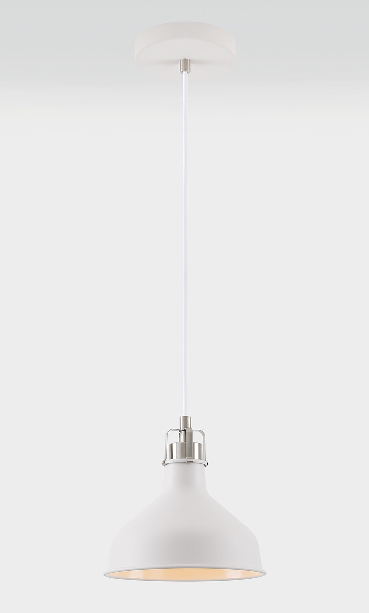 Toft Small Pendant, 1 x E27, Sand White and Satin Nickel and White