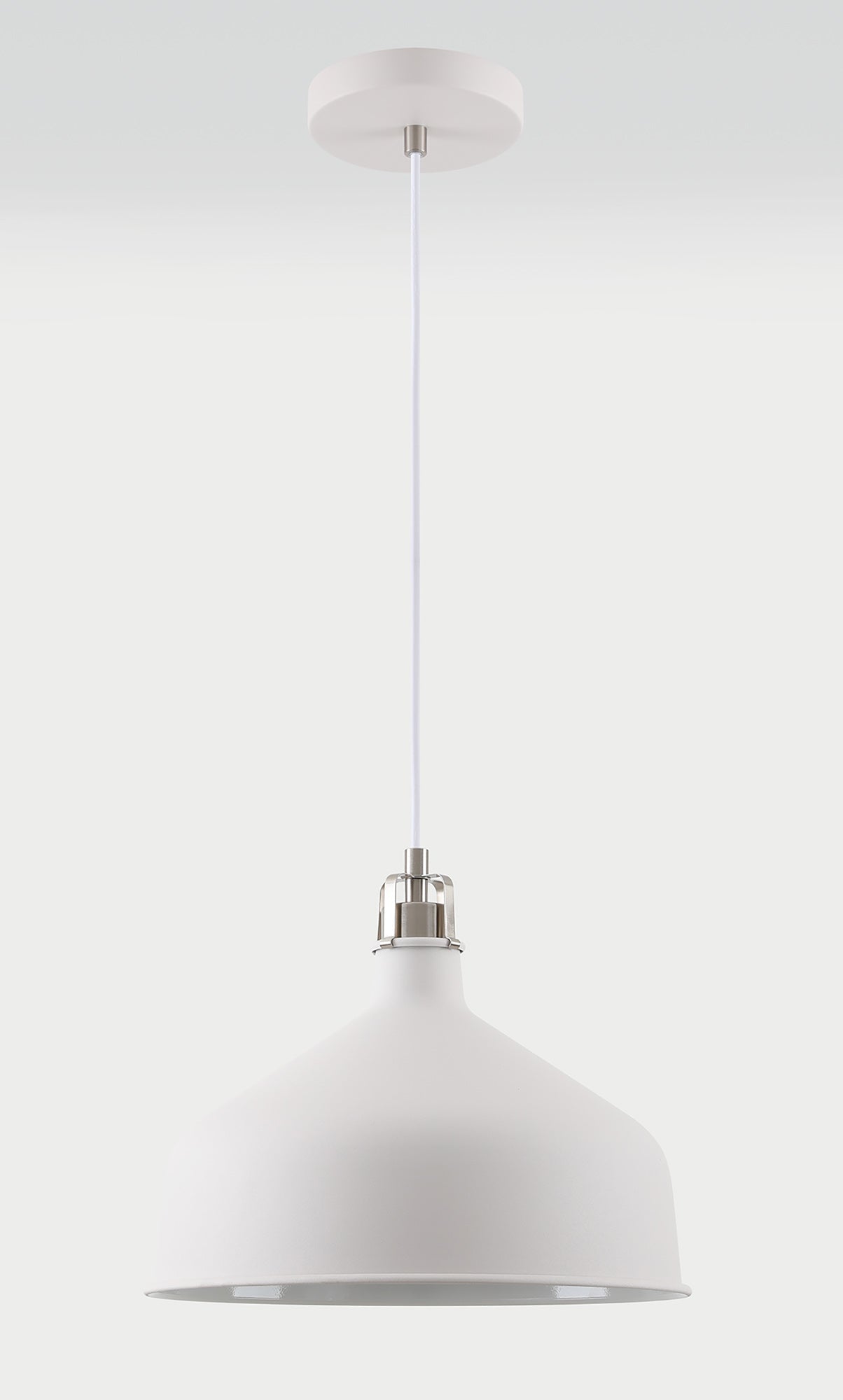 Toft Medium Pendant, 1 x E27, Sand White and Satin Nickel and White
