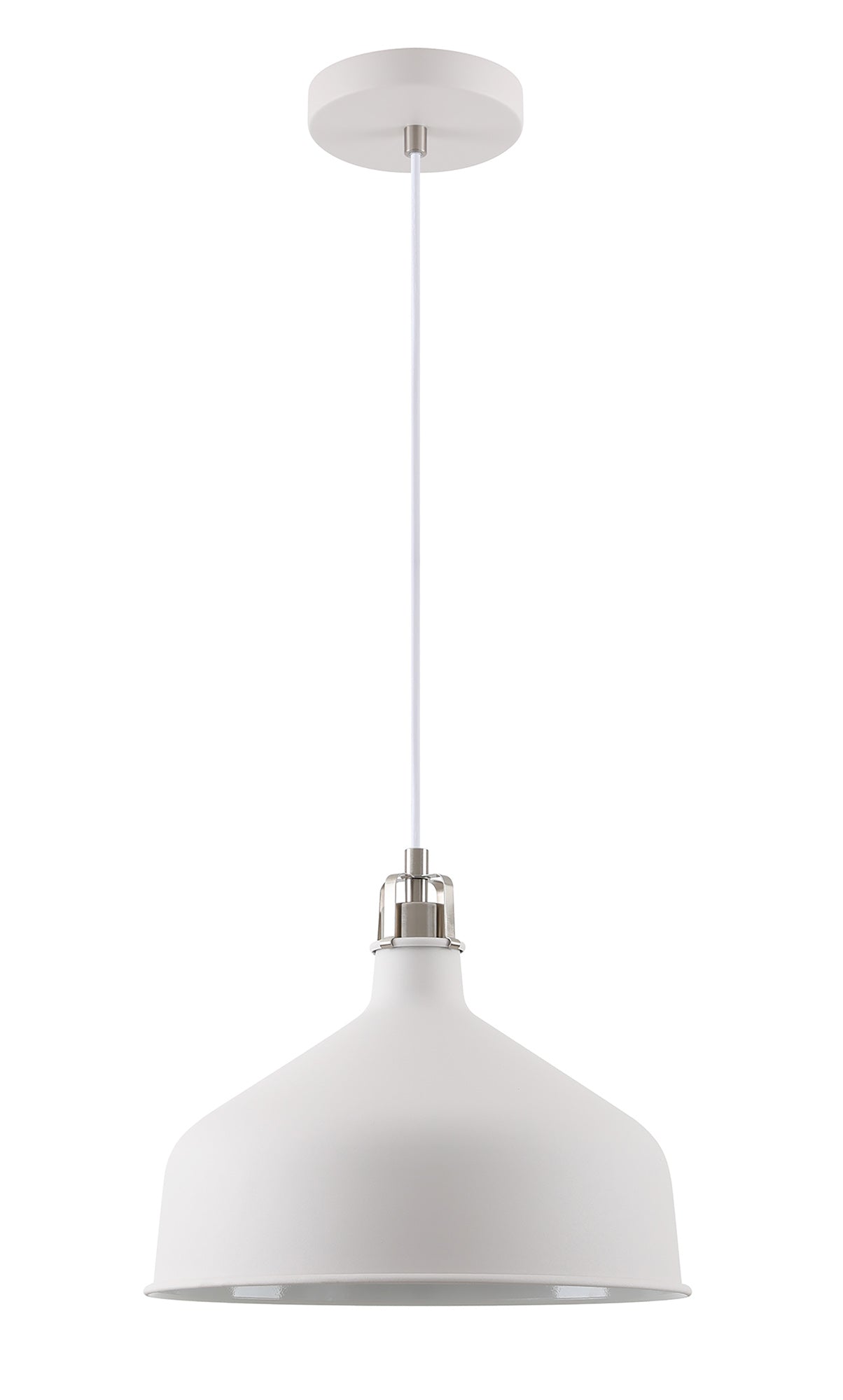 Toft Medium Pendant, 1 x E27, Sand White and Satin Nickel and White