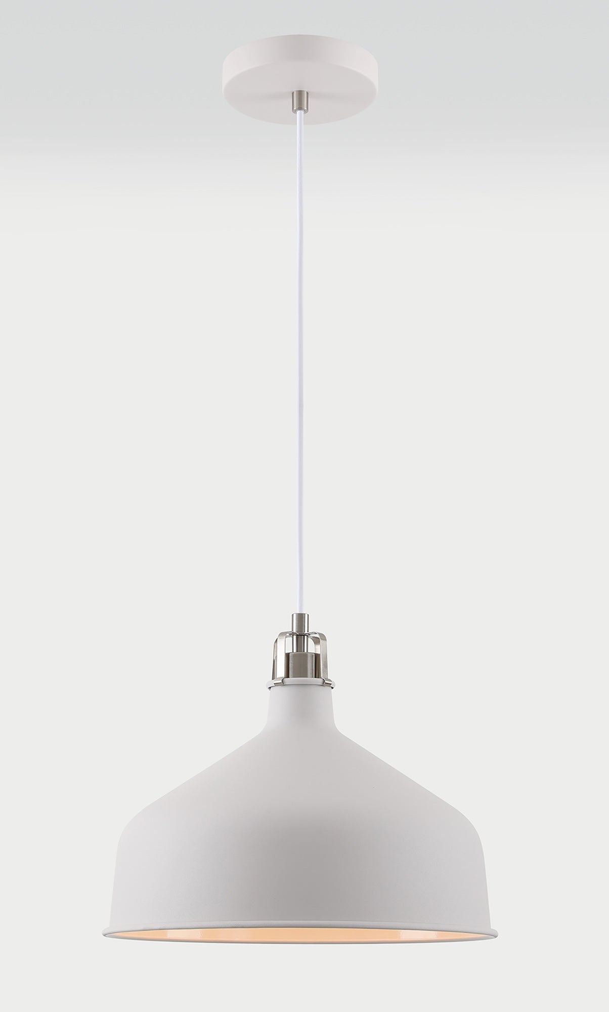 Toft Medium Pendant, 1 x E27, Sand White and Satin Nickel and White