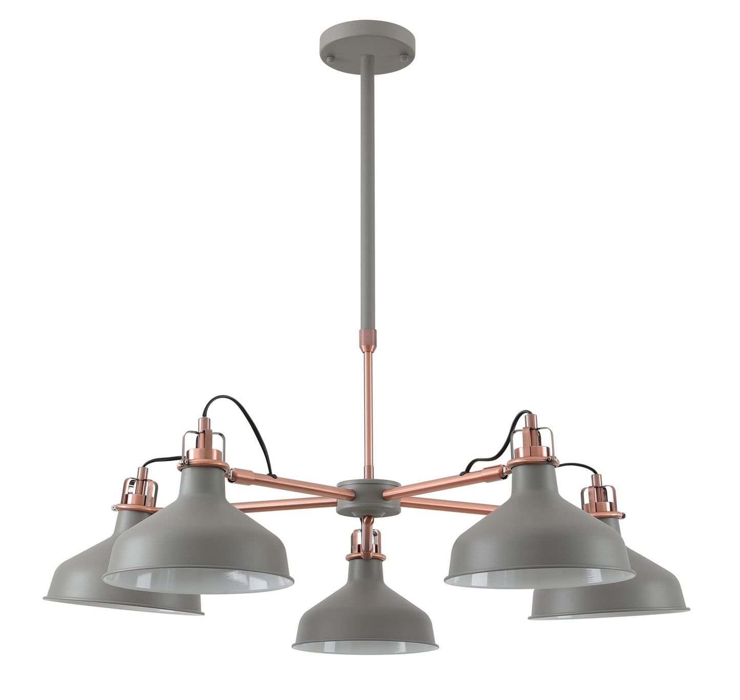 Toft Telescopic 5 Light, 5 x E27, Sand Grey and Copper and White