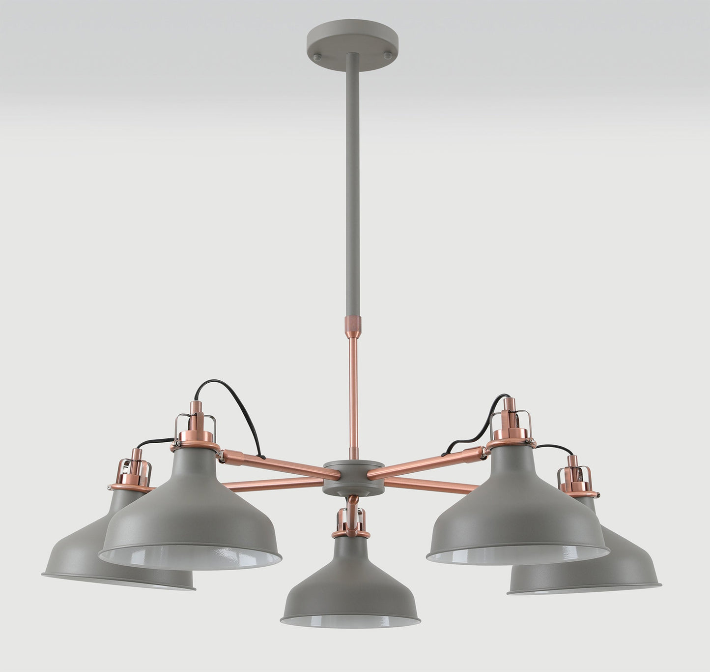 Toft Telescopic 5 Light, 5 x E27, Sand Grey and Copper and White