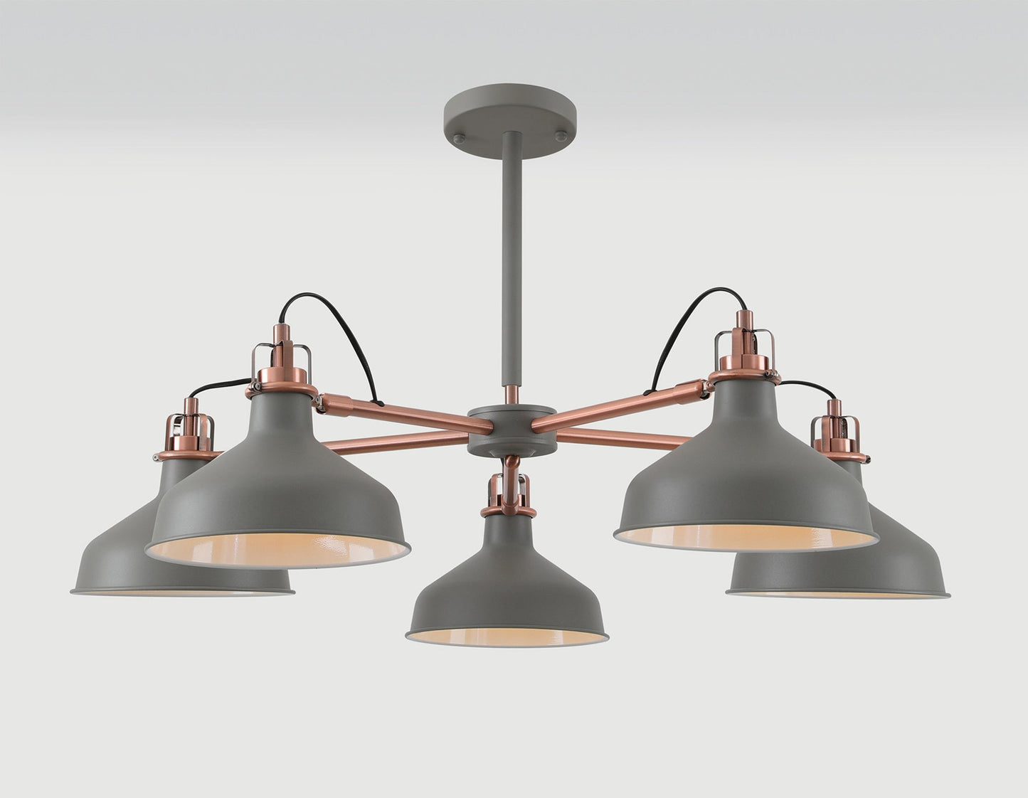 Toft Telescopic 5 Light, 5 x E27, Sand Grey and Copper and White