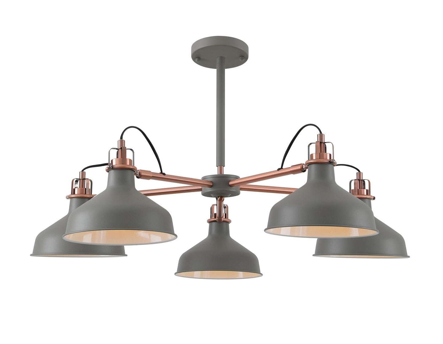 Toft Telescopic 5 Light, 5 x E27, Sand Grey and Copper and White