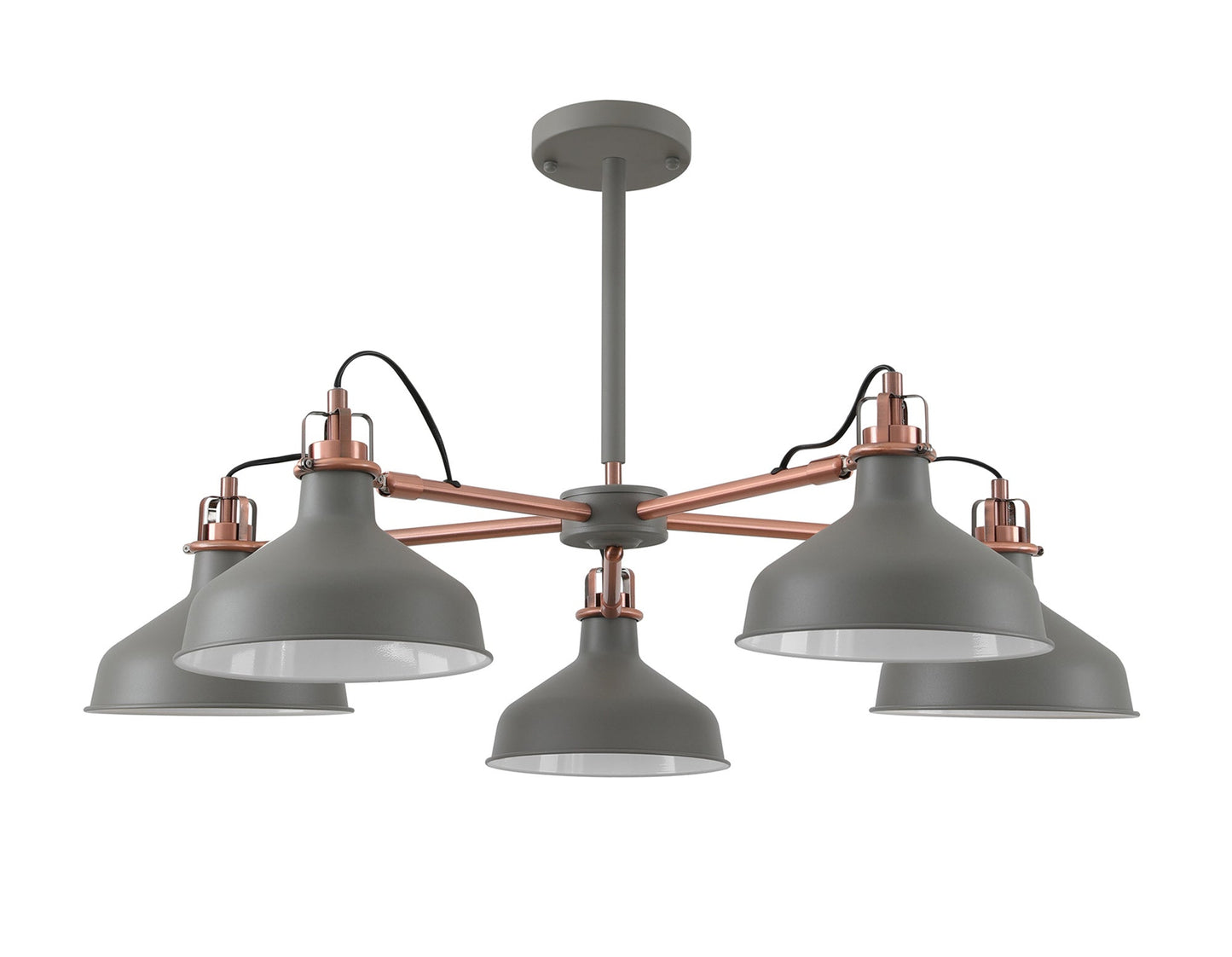 Toft Telescopic 5 Light, 5 x E27, Sand Grey and Copper and White