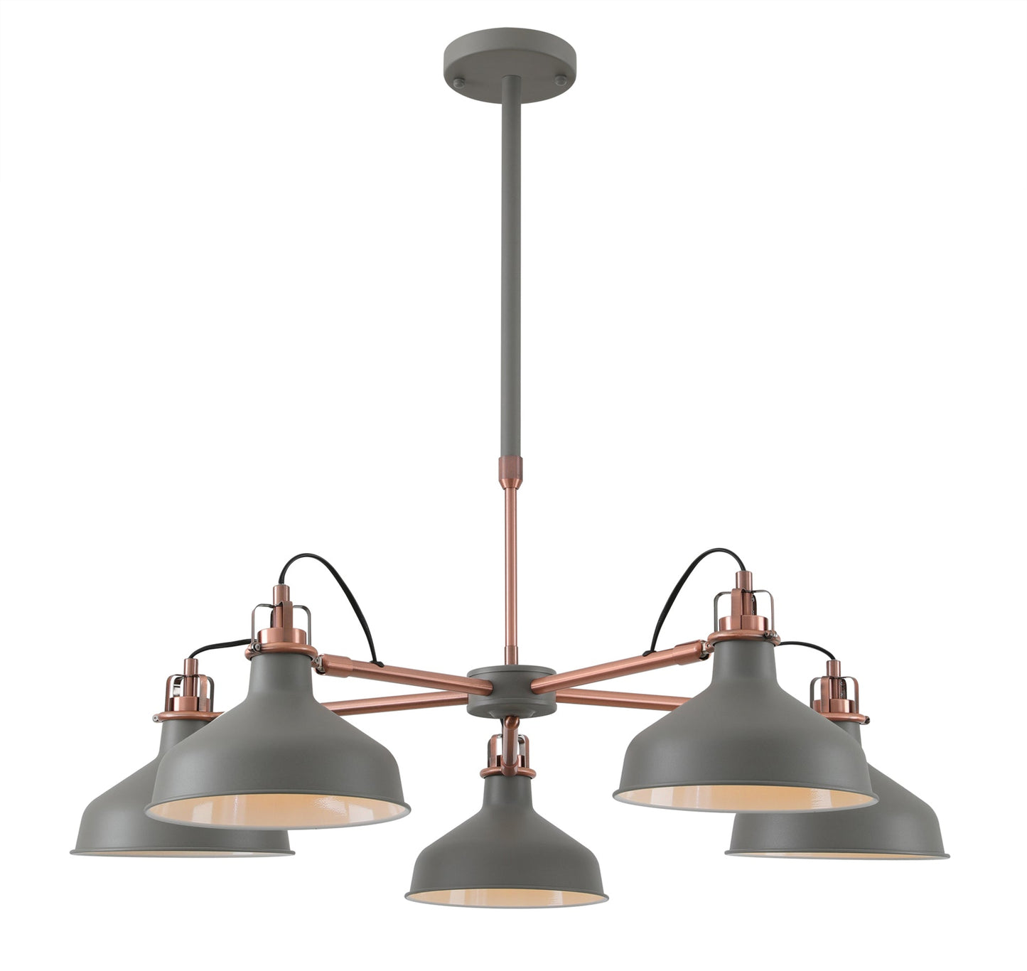 Toft Telescopic 5 Light, 5 x E27, Sand Grey and Copper and White