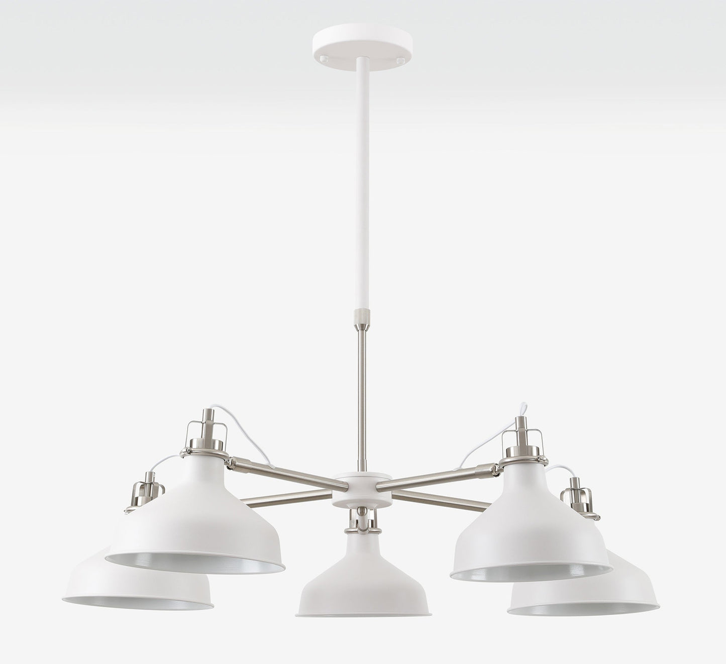 Toft Telescopic 5 Light, 5 x E27, Sand White and Satin Nickel and White
