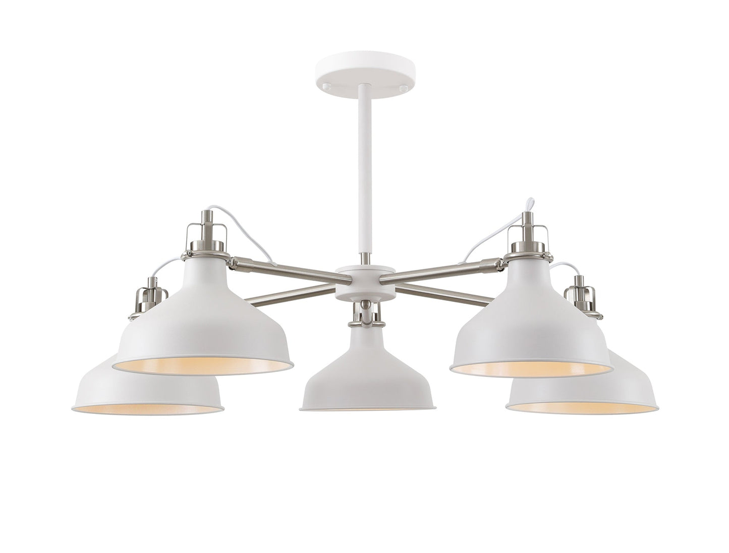 Toft Telescopic 5 Light, 5 x E27, Sand White and Satin Nickel and White